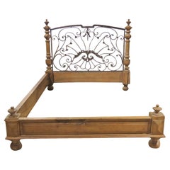 Napoleonic Style Solid Walnut and Iron Queen Width Bed Circa 1820s