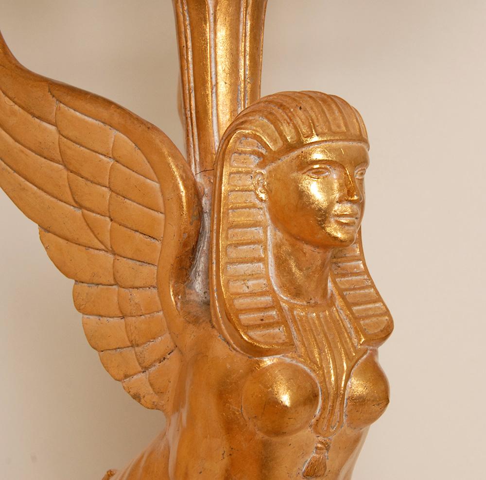 Empire Table Lamps Egyptian revival Bois Dore Bouilotte lamps Napoleonic pair (20. Jahrhundert) im Angebot