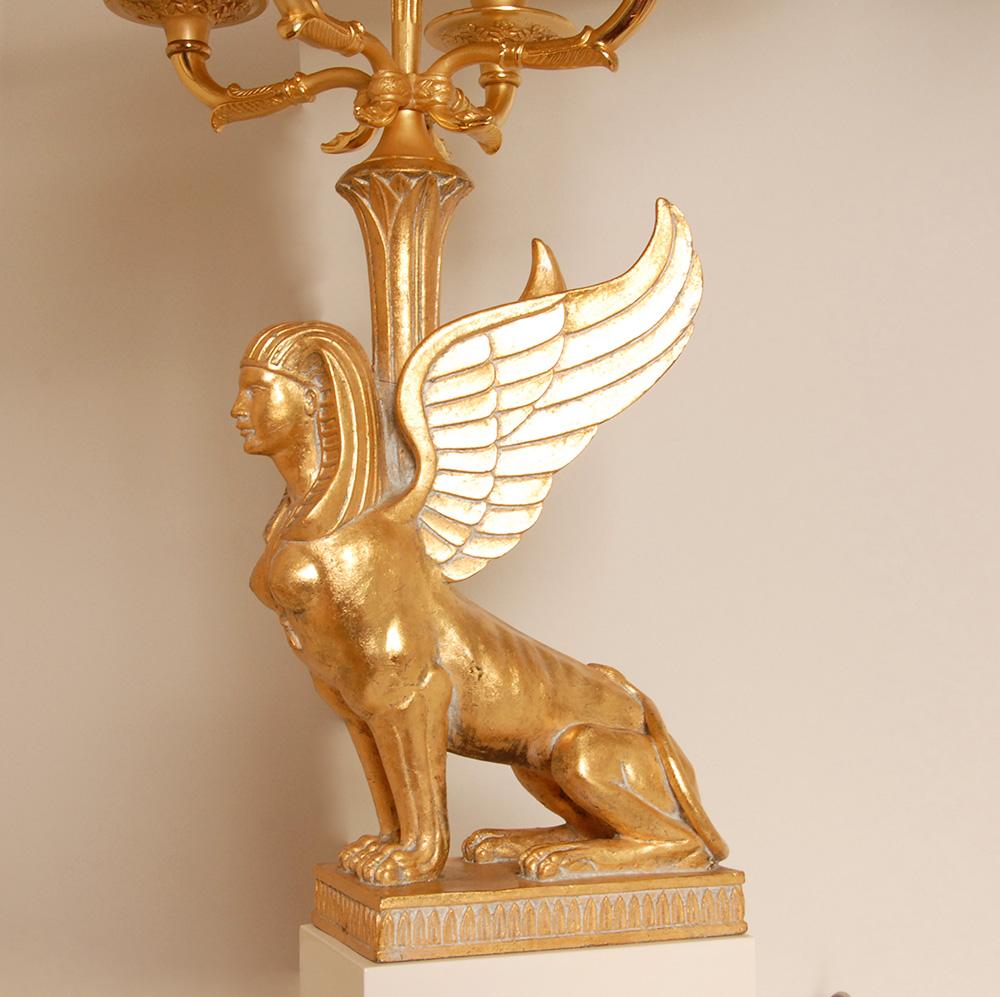 Empire Table Lamps Egyptian revival Bois Dore Bouilotte lamps Napoleonic pair im Angebot 2