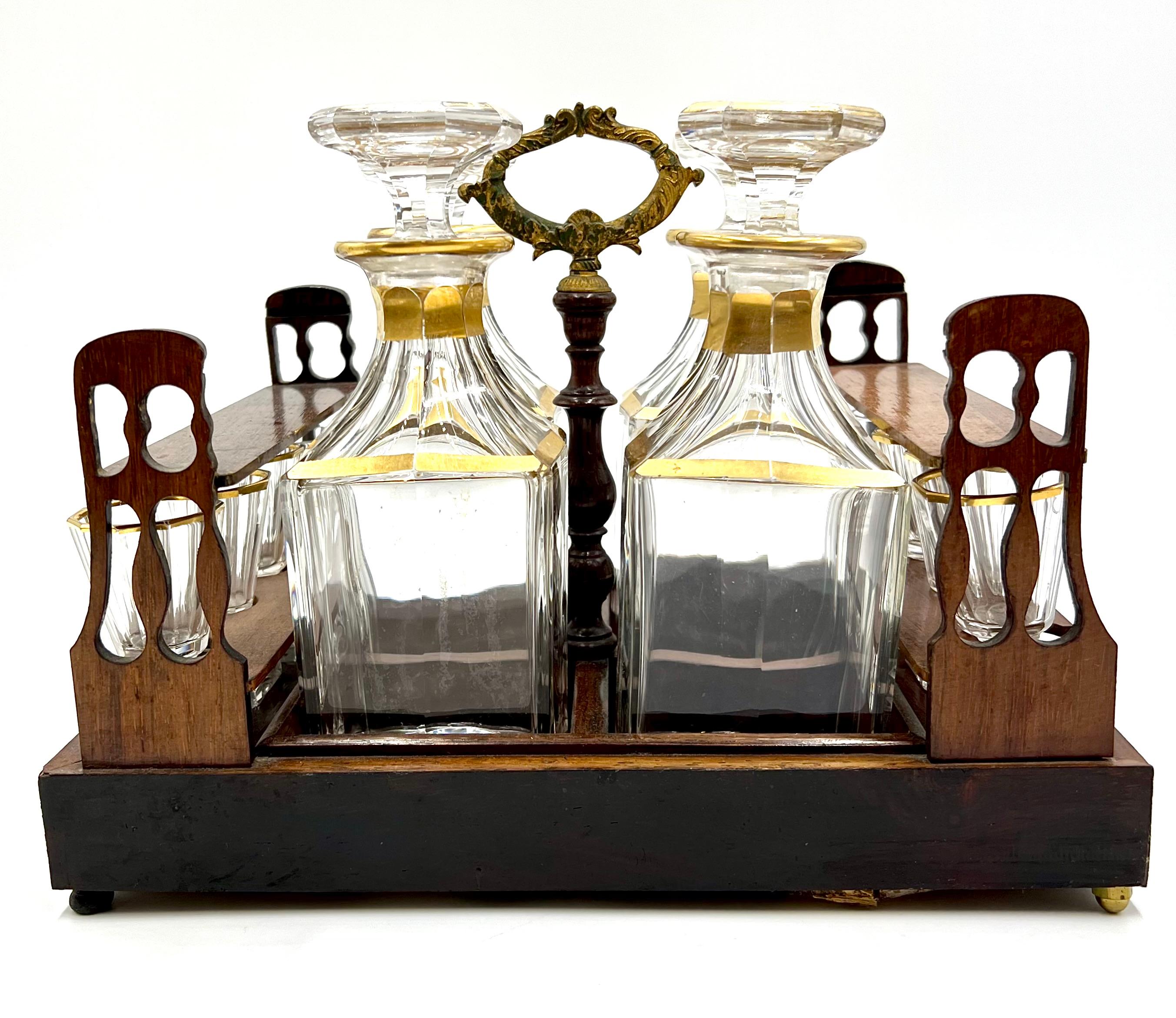 Ébénisé Cabinet à liqueurs Napoléonien Tantalus, 19ème siècle en vente