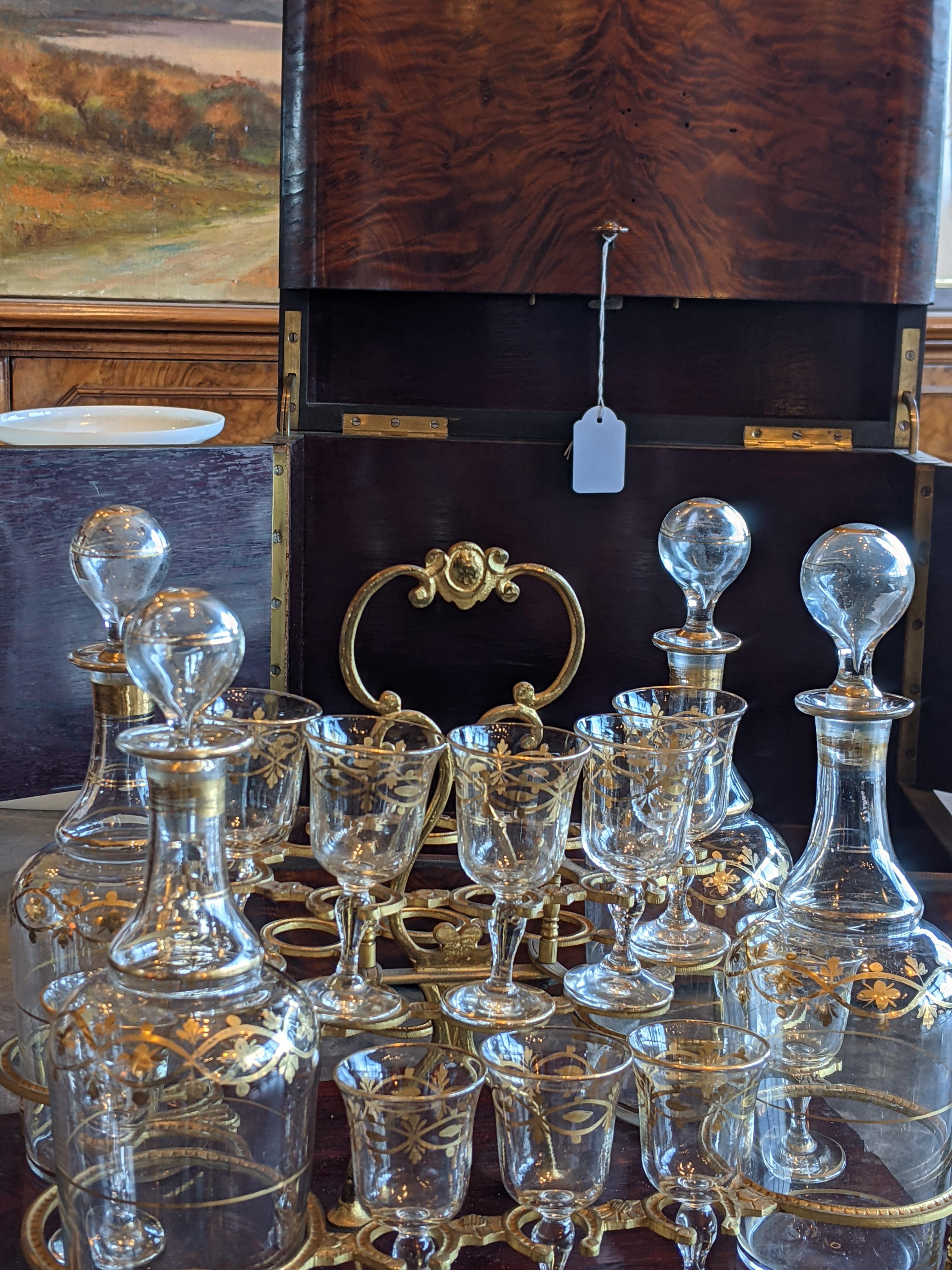 Napoleon III Napoleonic Tantalus Liquor Cabinet, France, 19th Century, Elm Briar For Sale