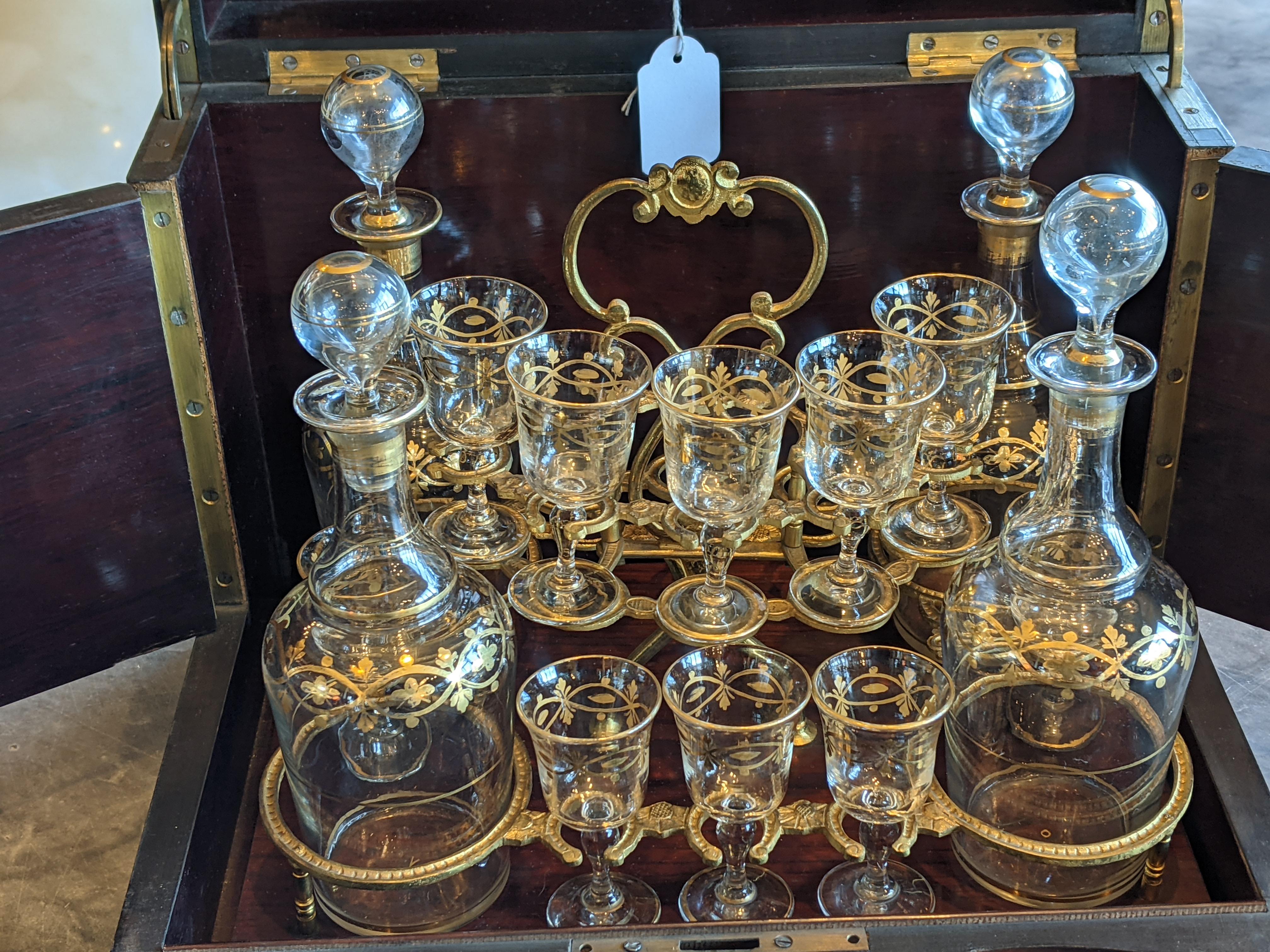 French Napoleonic Tantalus Liquor Cabinet, France, 19th Century, Elm Briar For Sale