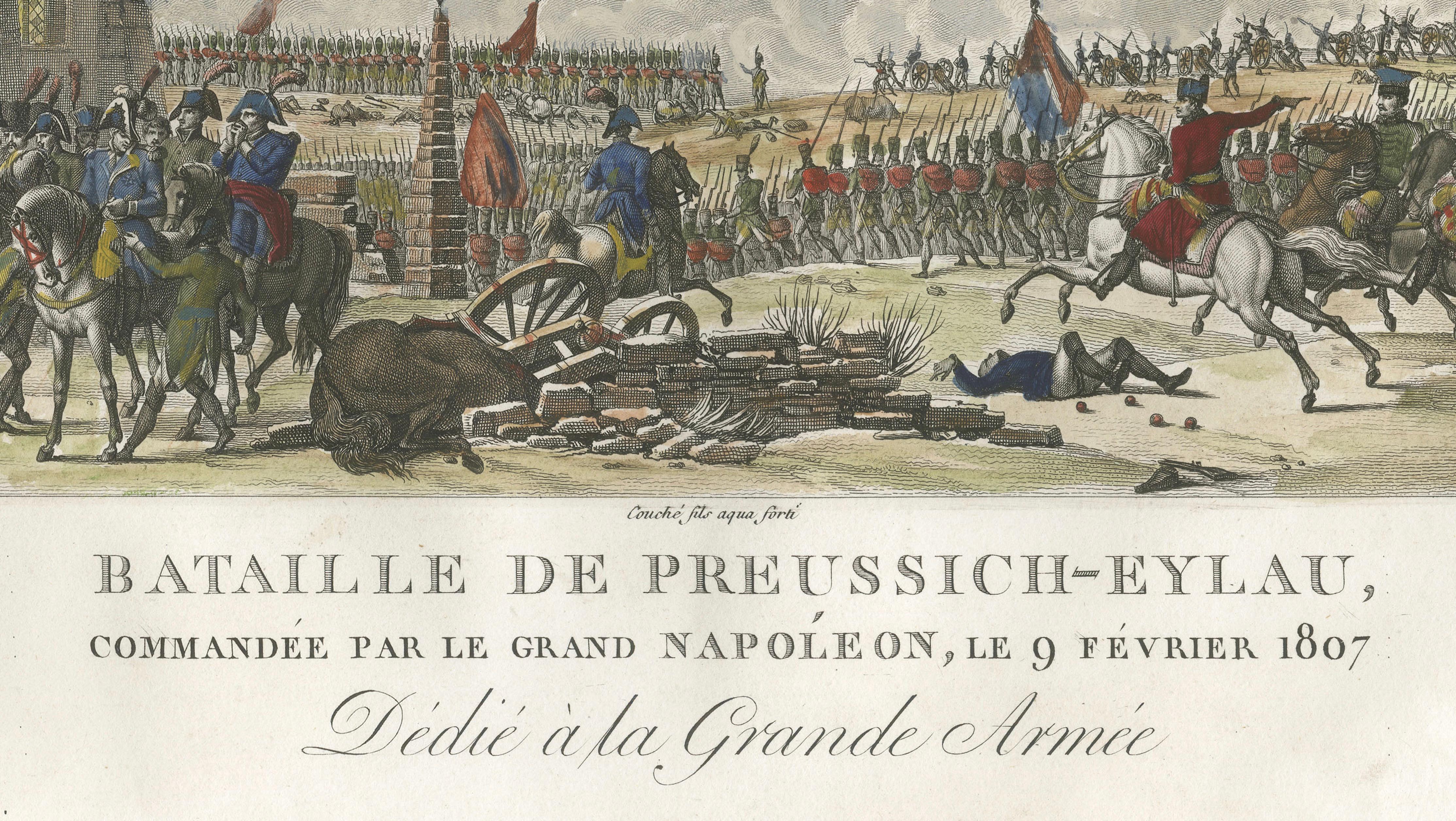 Napoleonic Wars, Battle of Eylau 1807 – Hand-Colored Engraving