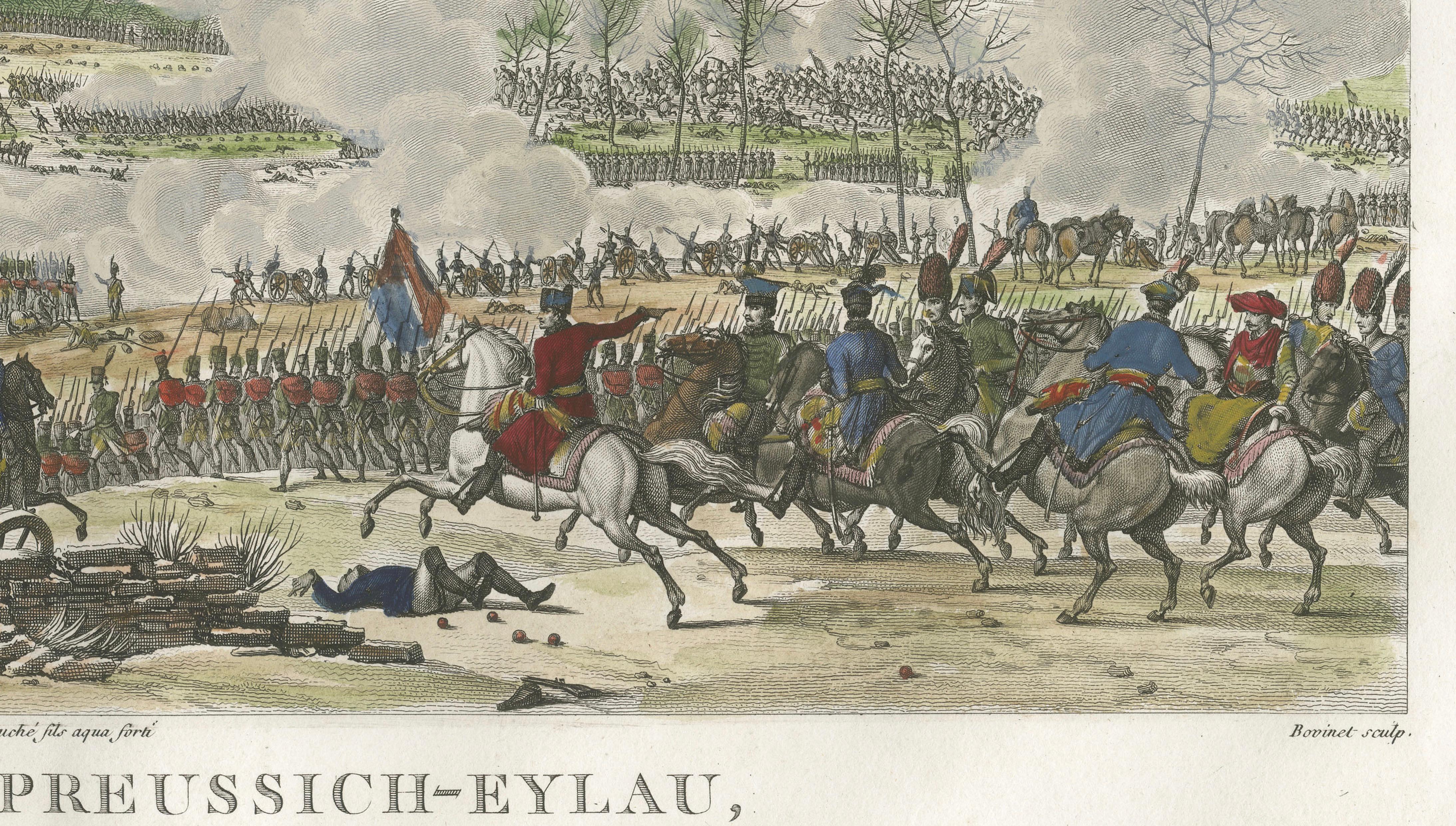 Napoleonic Wars, Battle of Eylau 1807 – Hand-Colored Engraving