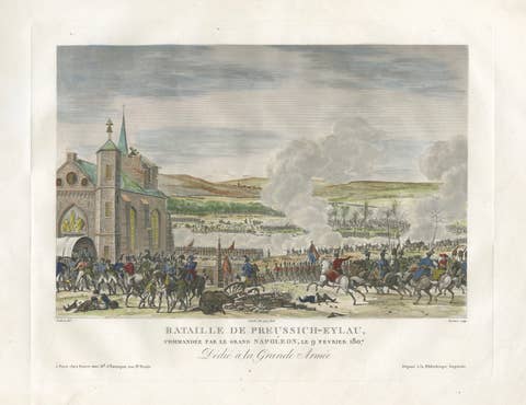 Napoleonic Wars, Battle of Eylau 1807 – Hand-Colored Engraving