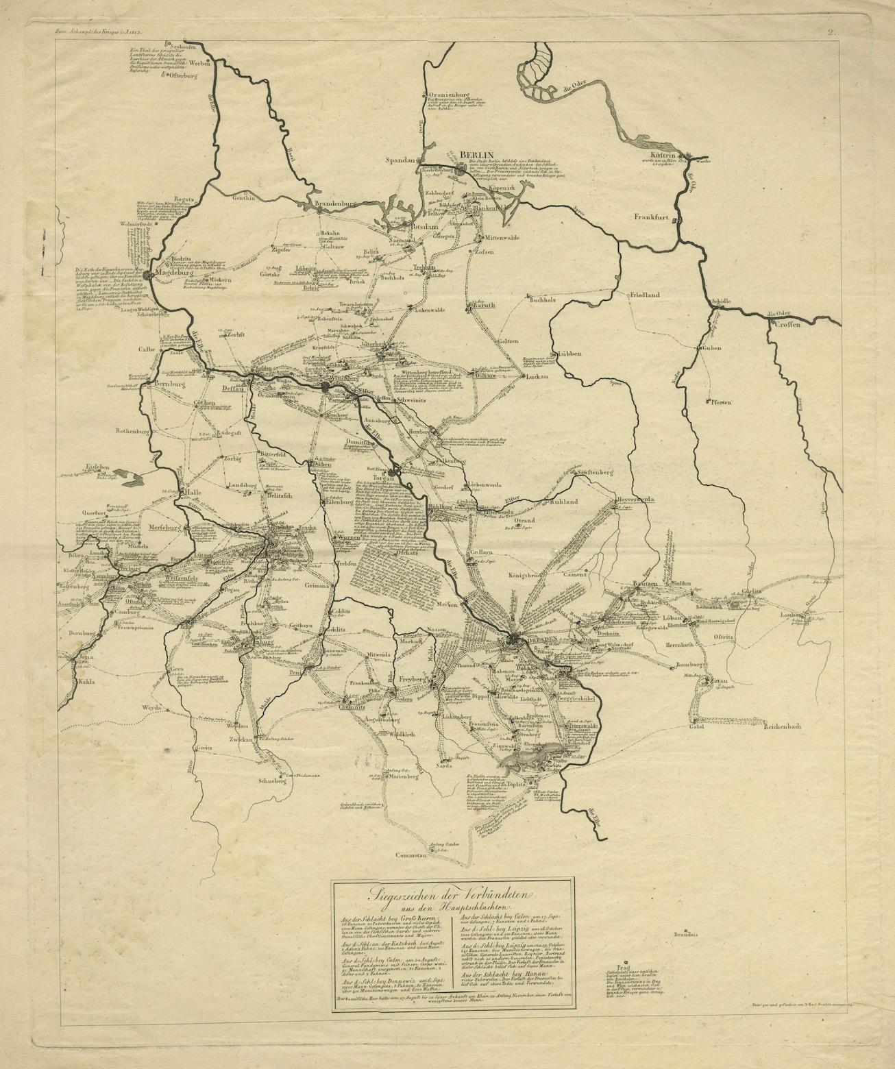 Napoleonic Wars: Germany Allied Military Campaign Map by Ausfeld, 1814