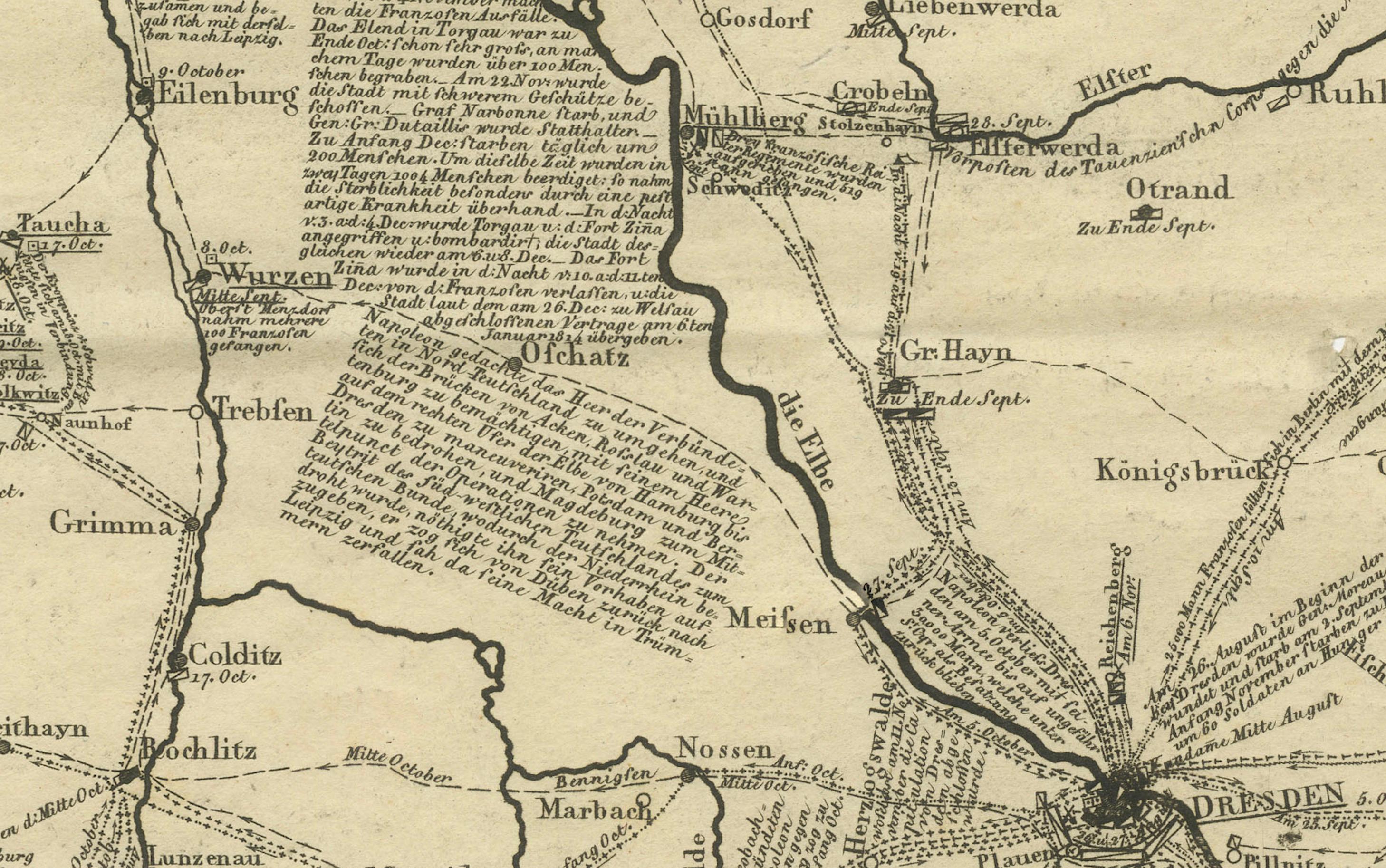 Napoleonic Wars: Germany Allied Military Campaign Map by Ausfeld, 1814