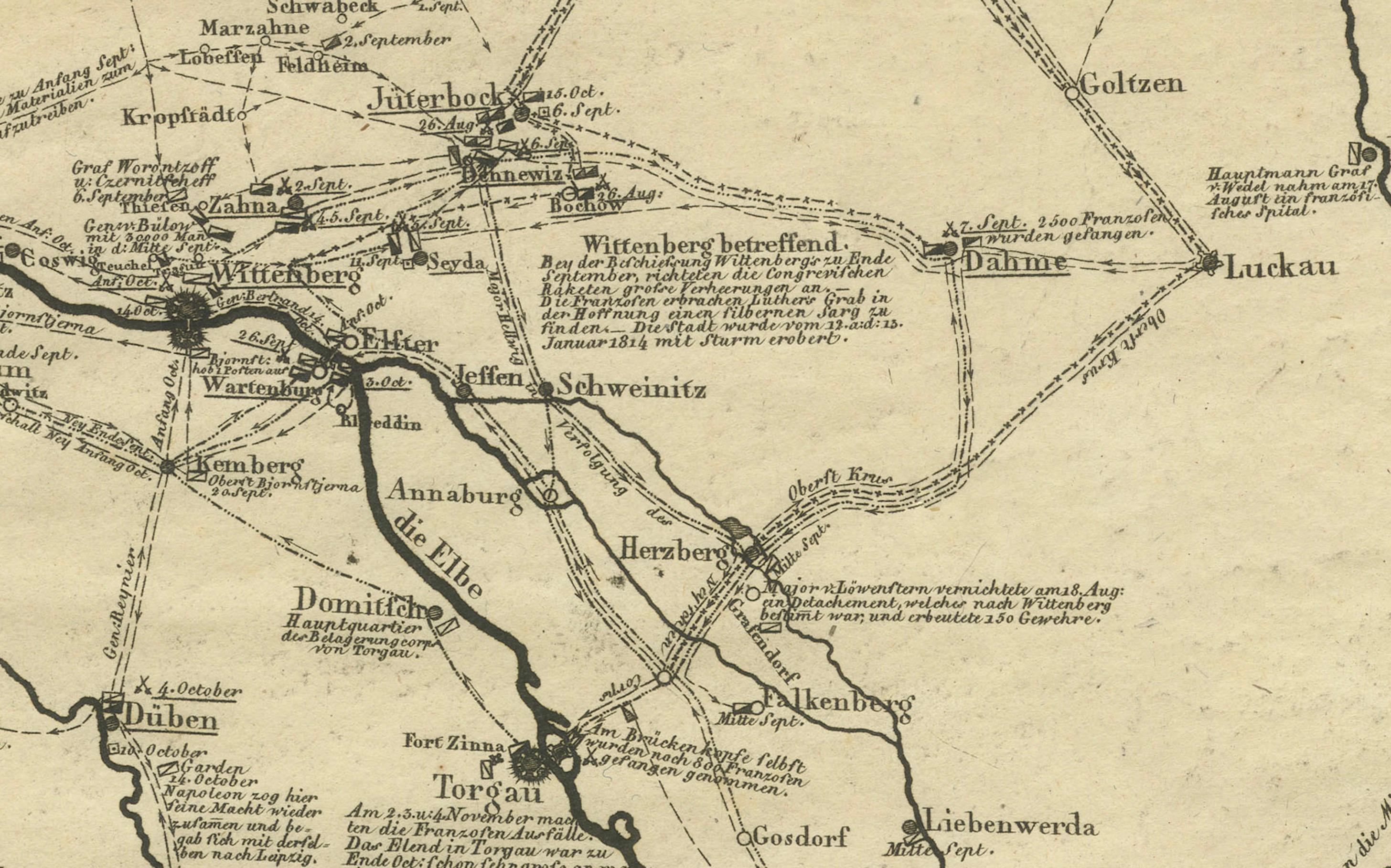 Napoleonic Wars: Germany Allied Military Campaign Map by Ausfeld, 1814