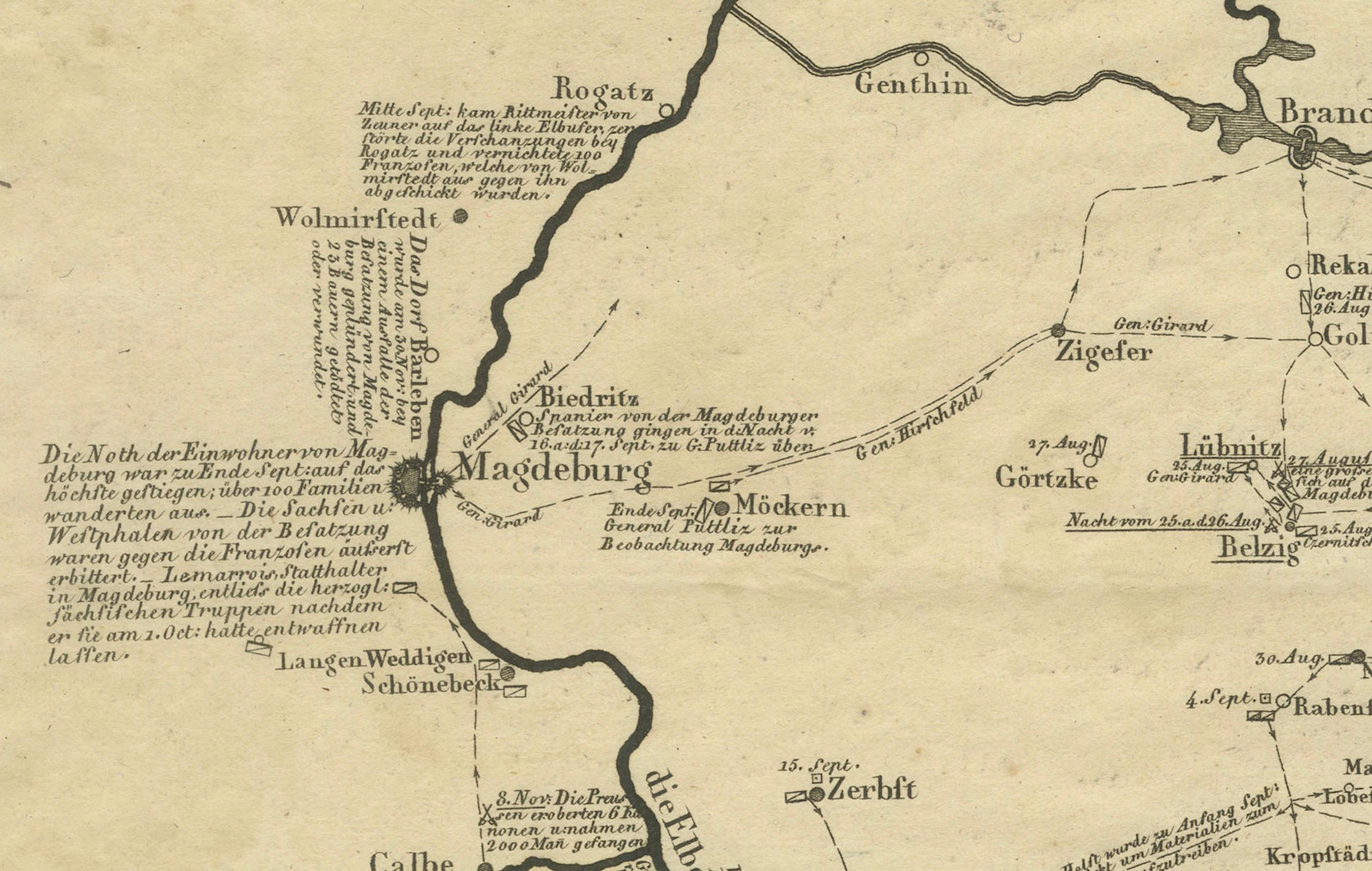 Napoleonic Wars: Germany Allied Military Campaign Map by Ausfeld, 1814