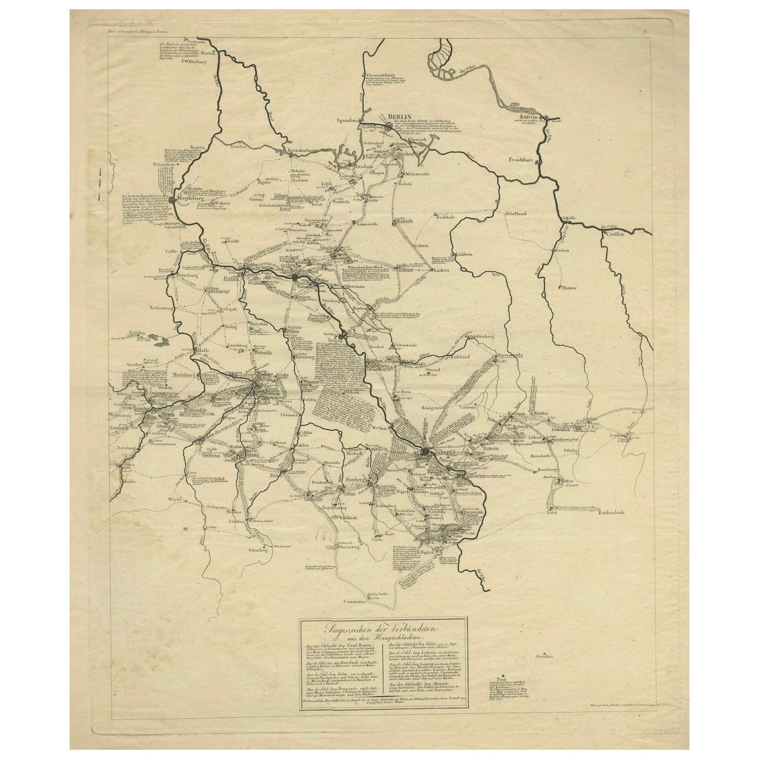 Guerras Napoleónicas: Alemania Mapa de campaña militar aliada de Ausfeld, 1814 en venta