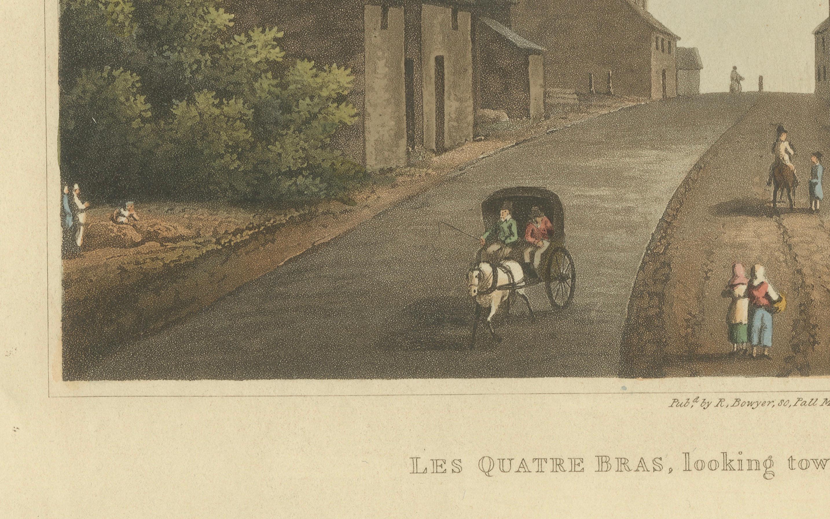 Engraved Napoleon’s Battlefields: Views of Les Quatre Bras and La Belle Alliance, 1815 For Sale