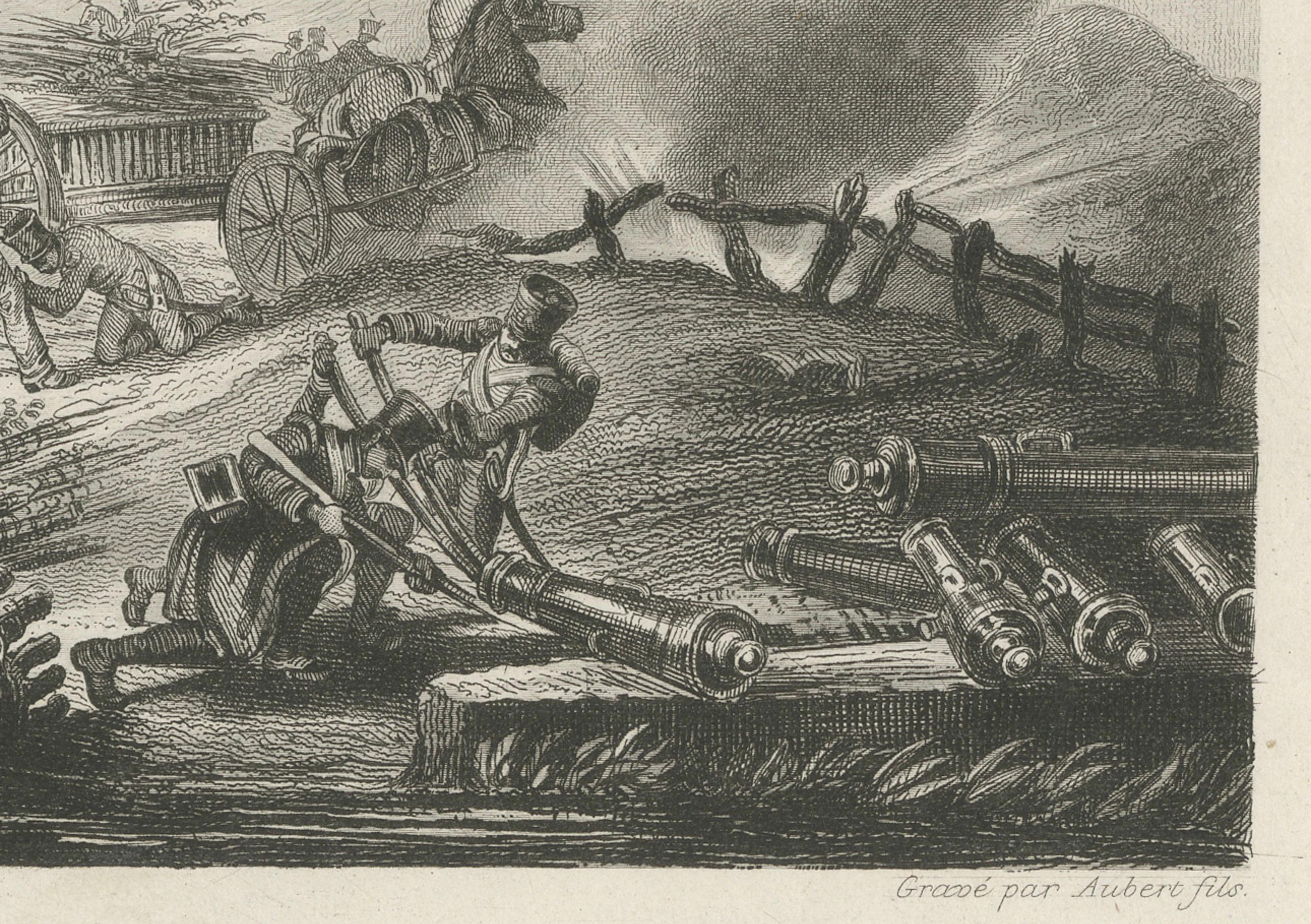 Napoleon's Defense of Burgos Castle in Spain, 1812 - Peninsular War Engraving In Good Condition For Sale In Langweer, NL