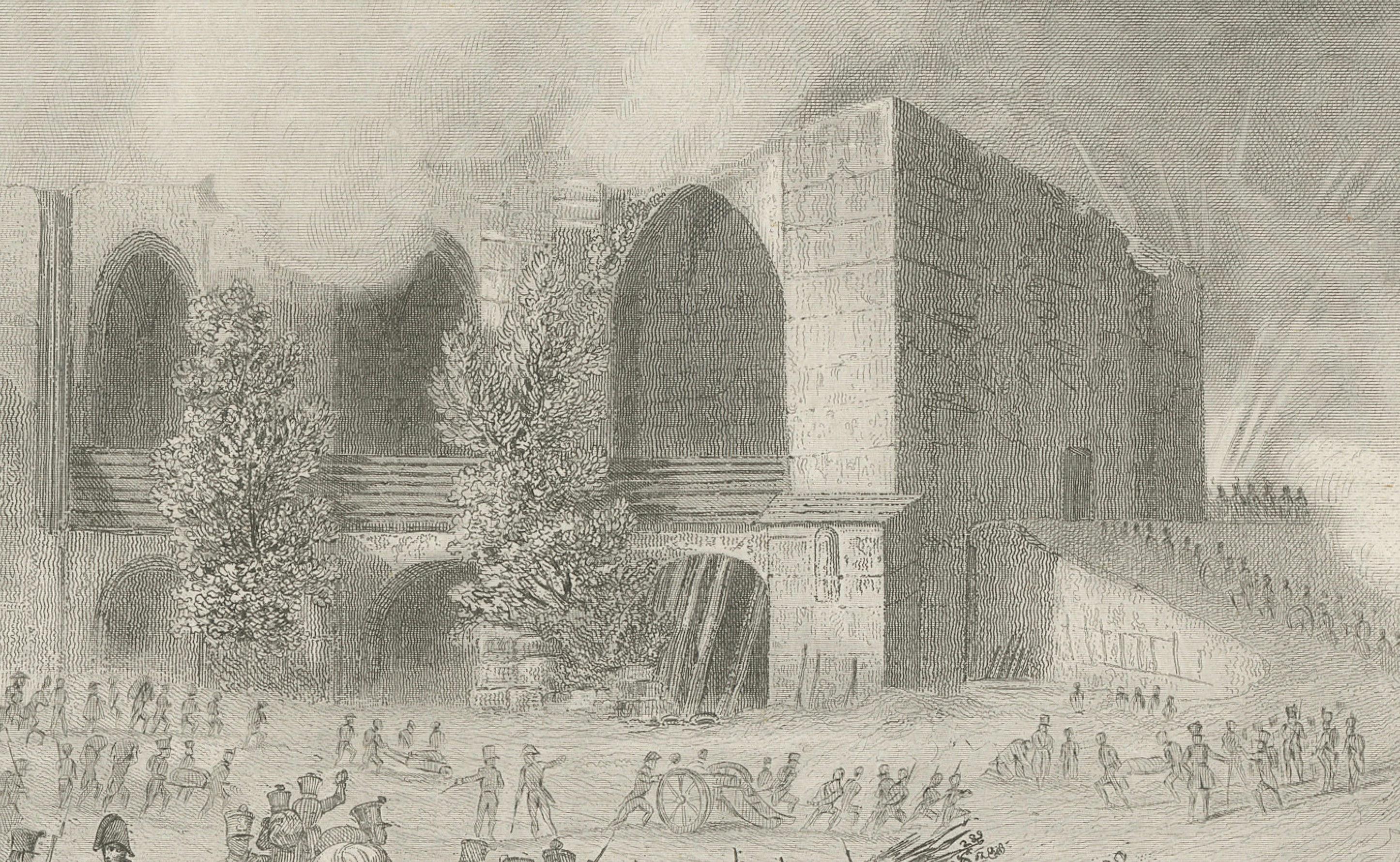Paper Napoleon's Defense of Burgos Castle in Spain, 1812 - Peninsular War Engraving For Sale
