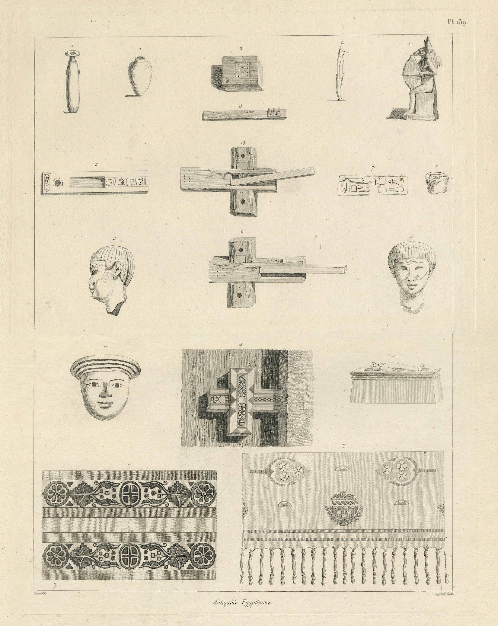 Napoleon’s Egypt: Ancient Artefacts and Sculptural Fragments, 2 Engravings, 1802