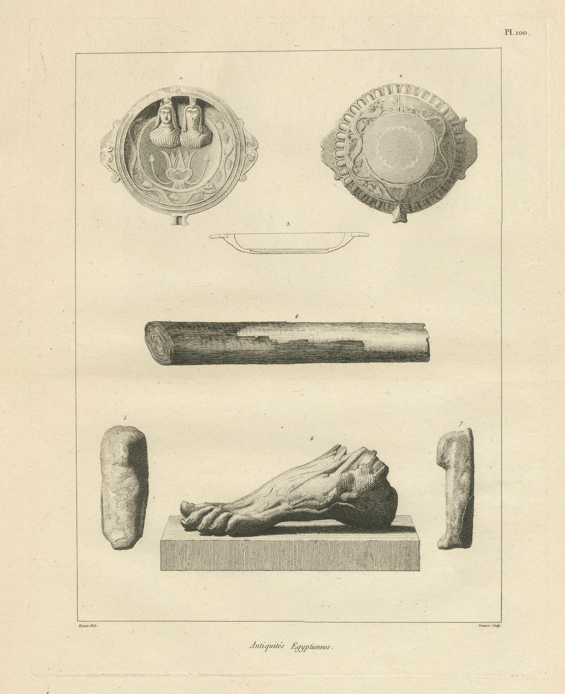 Napoleon’s Egypt: Ancient Artefacts and Sculptural Fragments, 2 Engravings, 1802