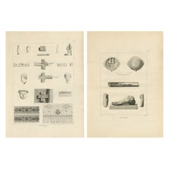 L
Égypte de Napoléon : Artefacts anciens et fragments de sculptures, 2 gravures, 1802