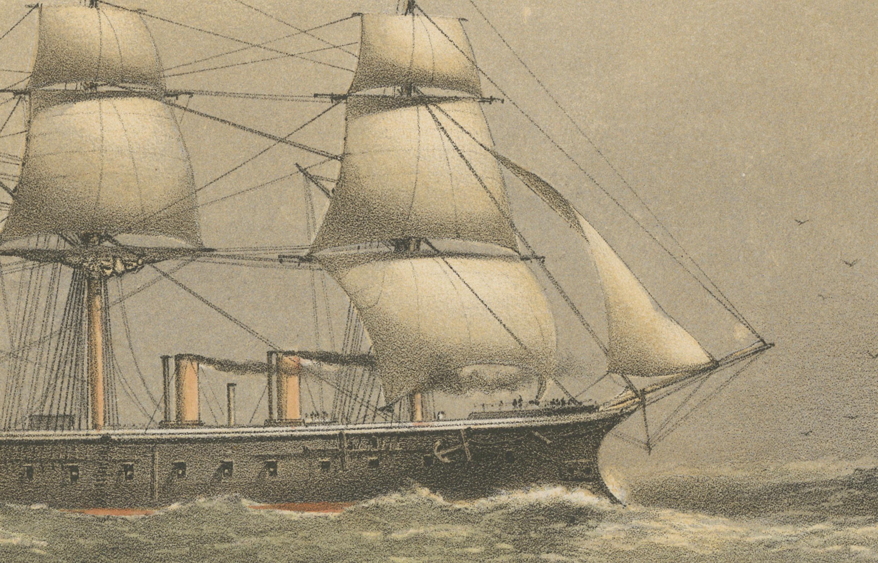 Late 19th Century Napoleon's Final Voyage: HMS Bellerophon on the Waters of Exile, 1872 For Sale