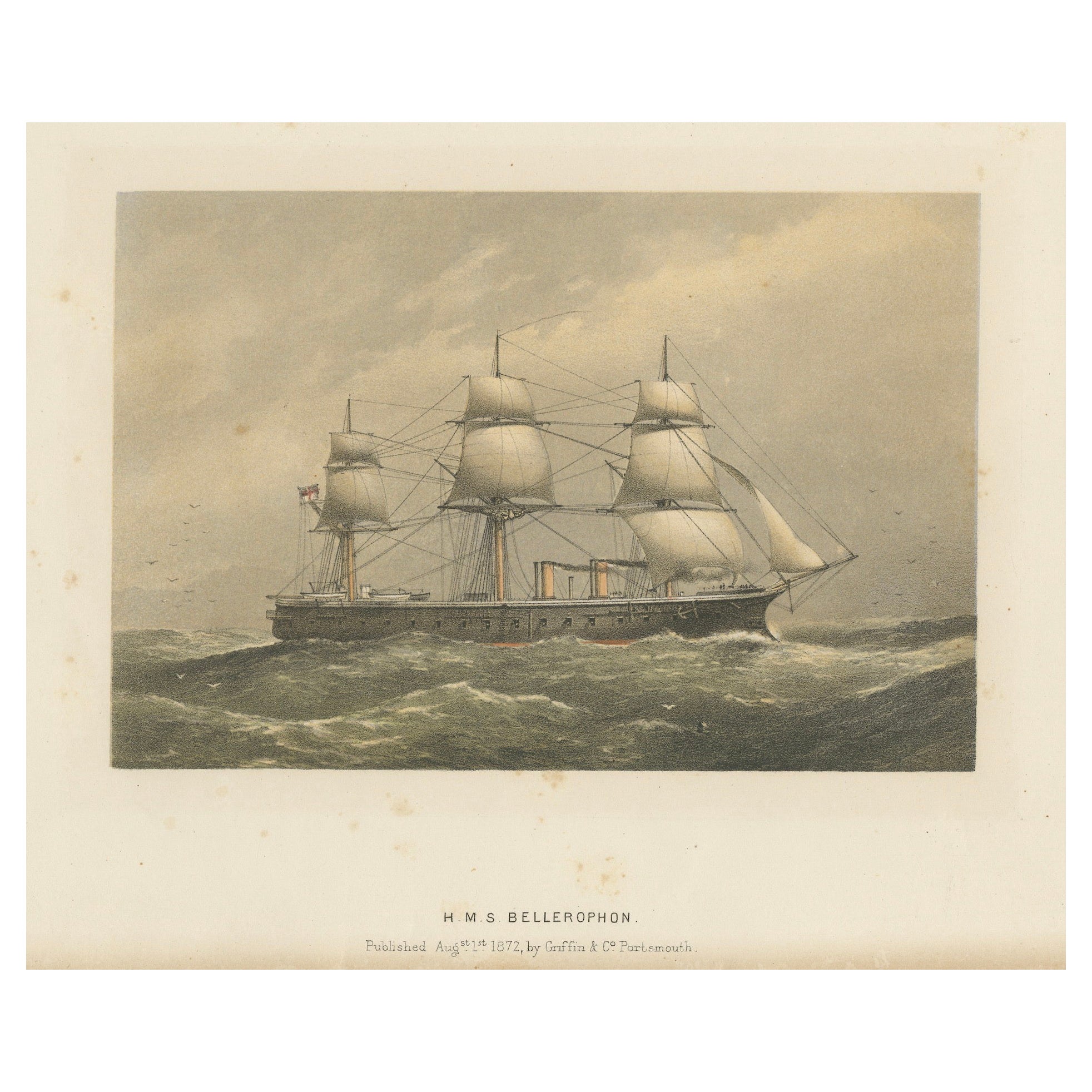 Le dernier voyage de Napoléon : HMS Bellerophon on the Waters of Exile, 1872 en vente