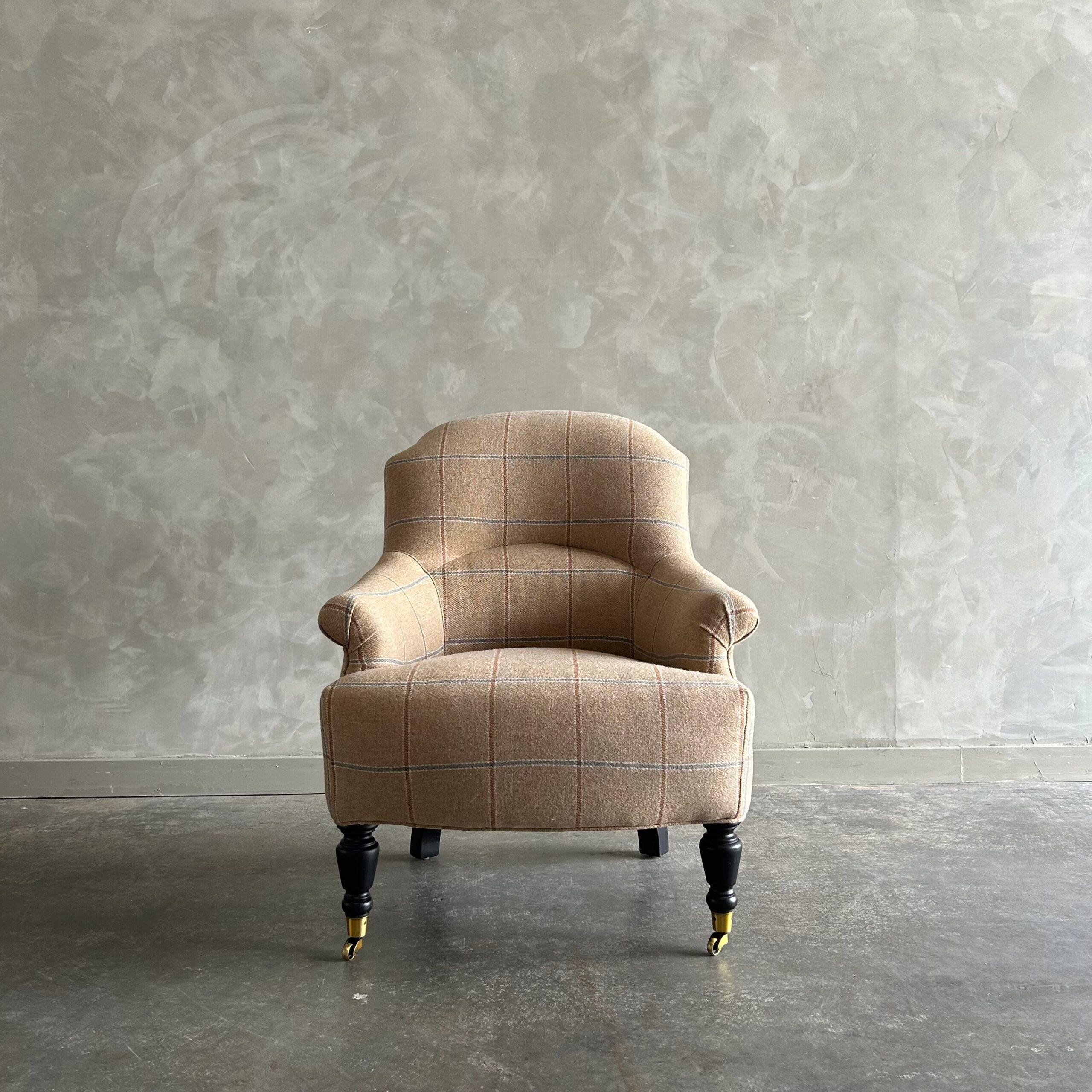 American Napoli Reproduction Club Chair in Natural Cotton Canvas For Sale