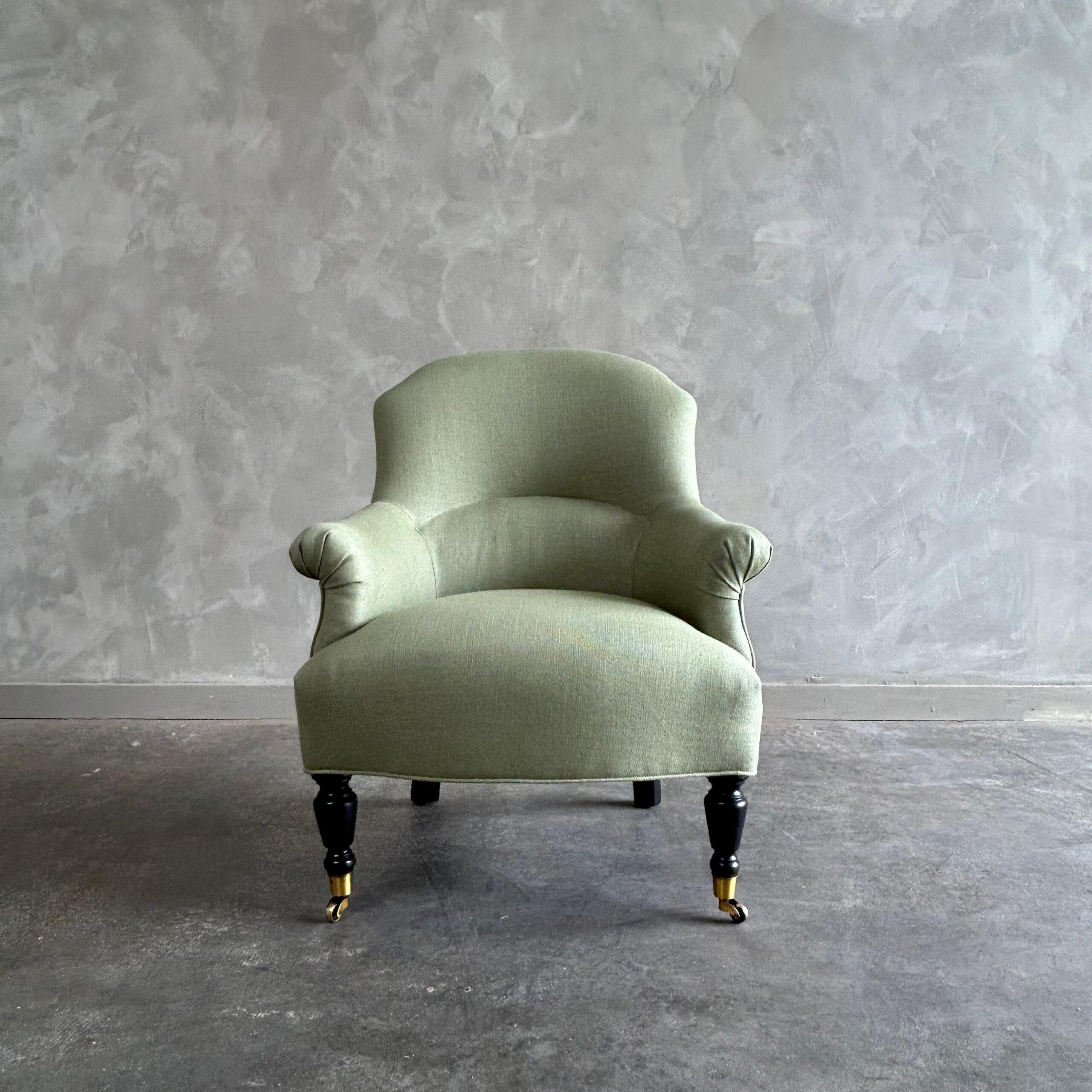Napoli Reproduction Club Chair in Natural Cotton Canvas For Sale 2