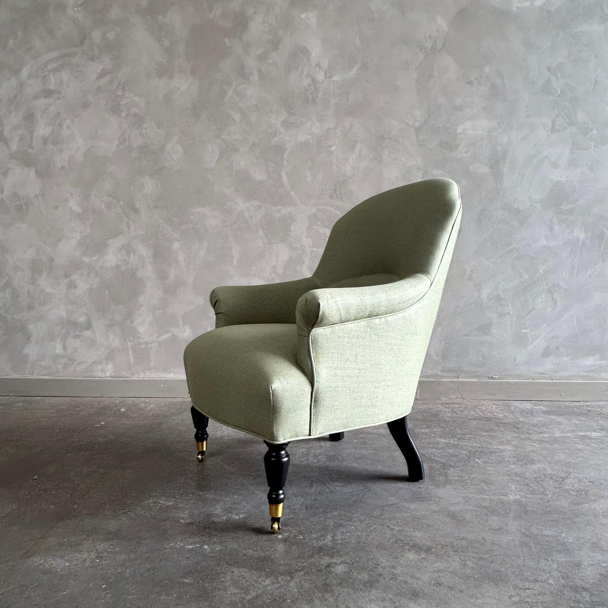 Napoli Reproduction Club Chair in Natural Cotton Canvas For Sale 3