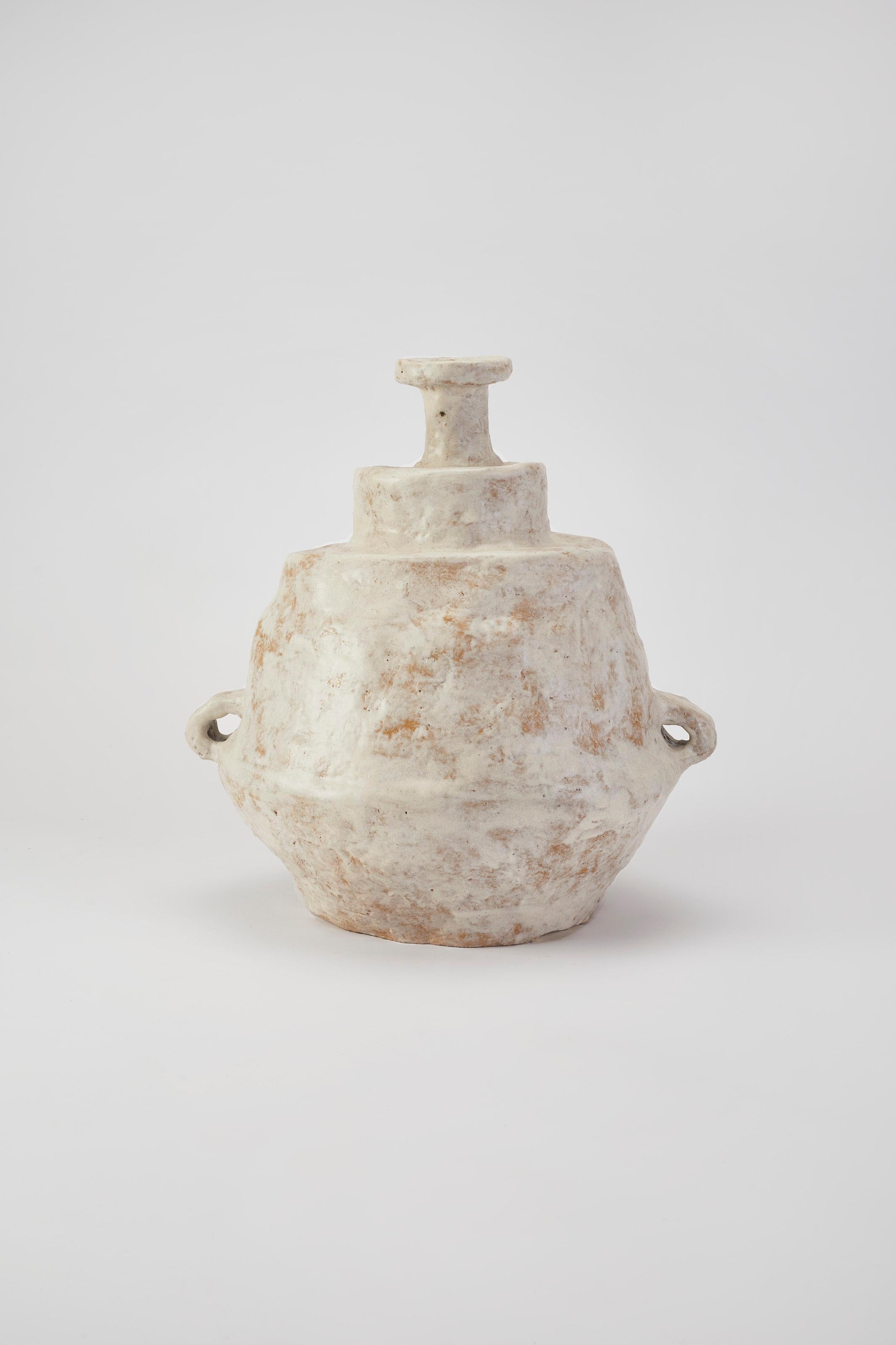 Nara 3D Pot by Willem Van Hooff
Dimensions: Ø 52 x H 58 cm. 
Materials: Glazed earthenware.

This piece is fired twice in the kiln above 1200 degrees to add this glaze glass effect on the ceramics. Dimensions may vary as pieces are hand-made and
