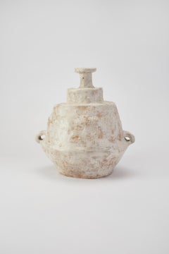 Contemporary Hand-sculpted Off-White Glazed Ceramic Pot by Willem Van Hooff