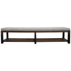 Nara Bench Modern Walnut and Steel Bench with Upholstered Top