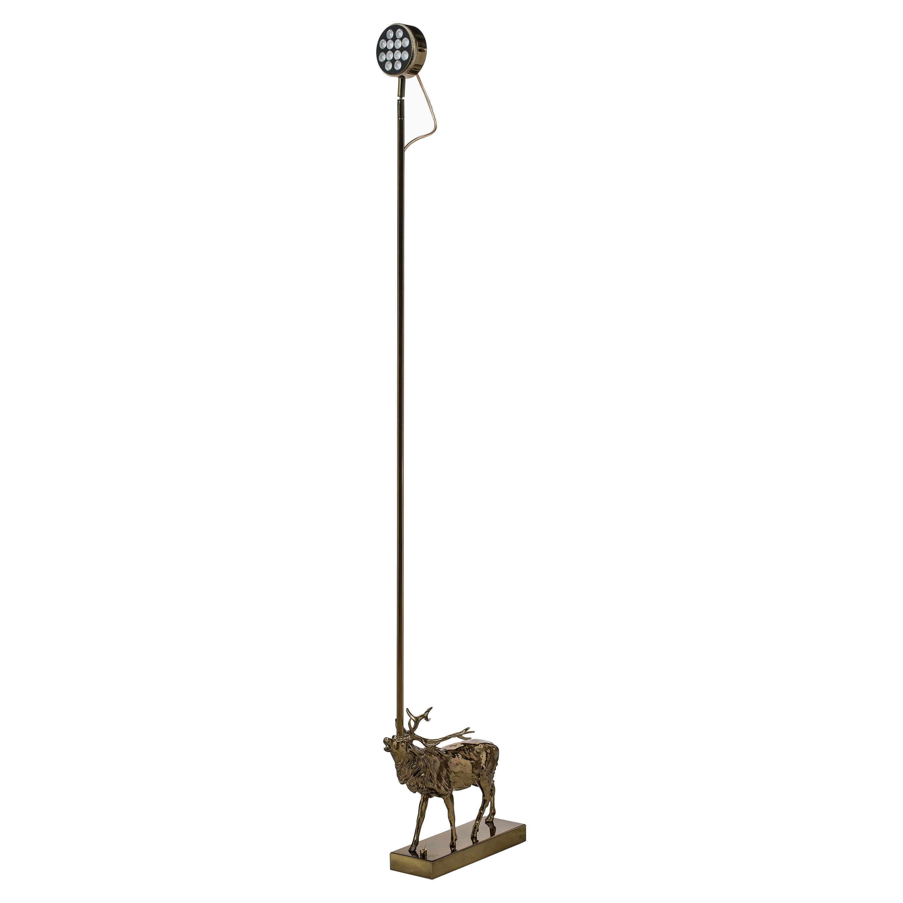 Nara, Floor Lamp with Sculpture Deer For Sale