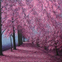 Cherry Blossom In Forest Modern Impressionism and Pointilism by Narate Kathong