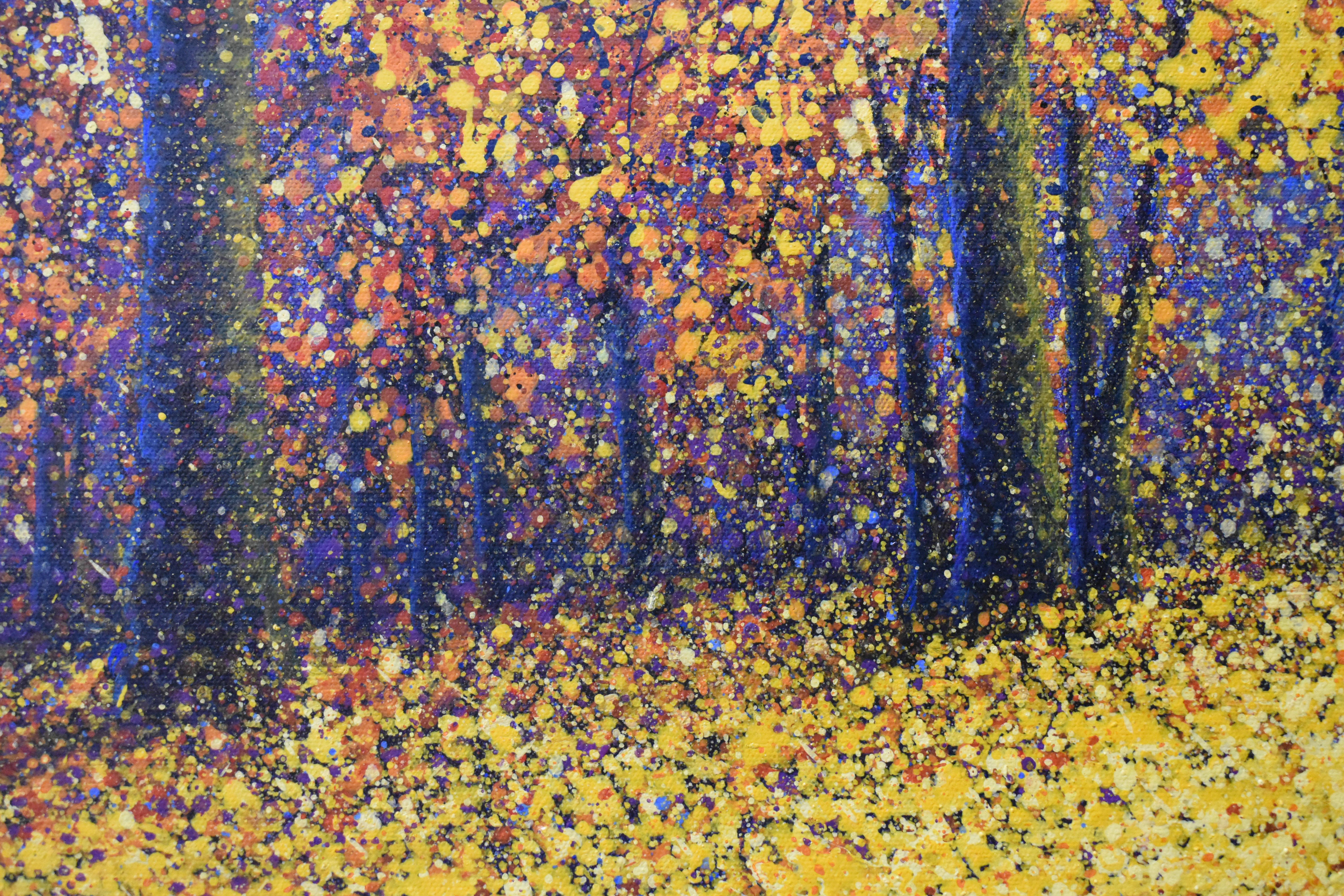 Forest Covers Gold Leafs Modern Impressionism and Pointilism by Narate Kathong 1