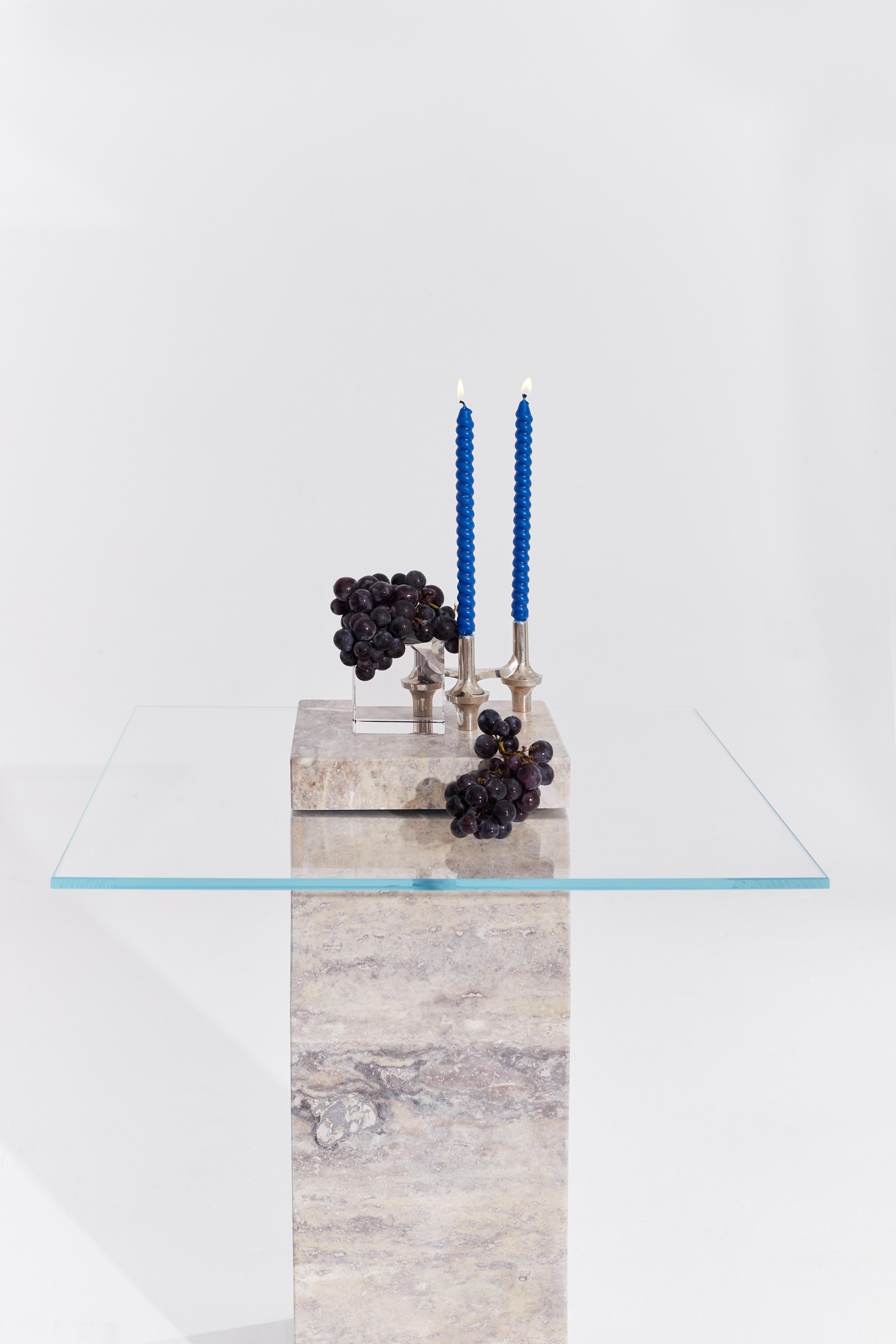Table d'appoint Narcho en travertin argenté par RAFFINATO Neuf - En vente à Geneve, CH