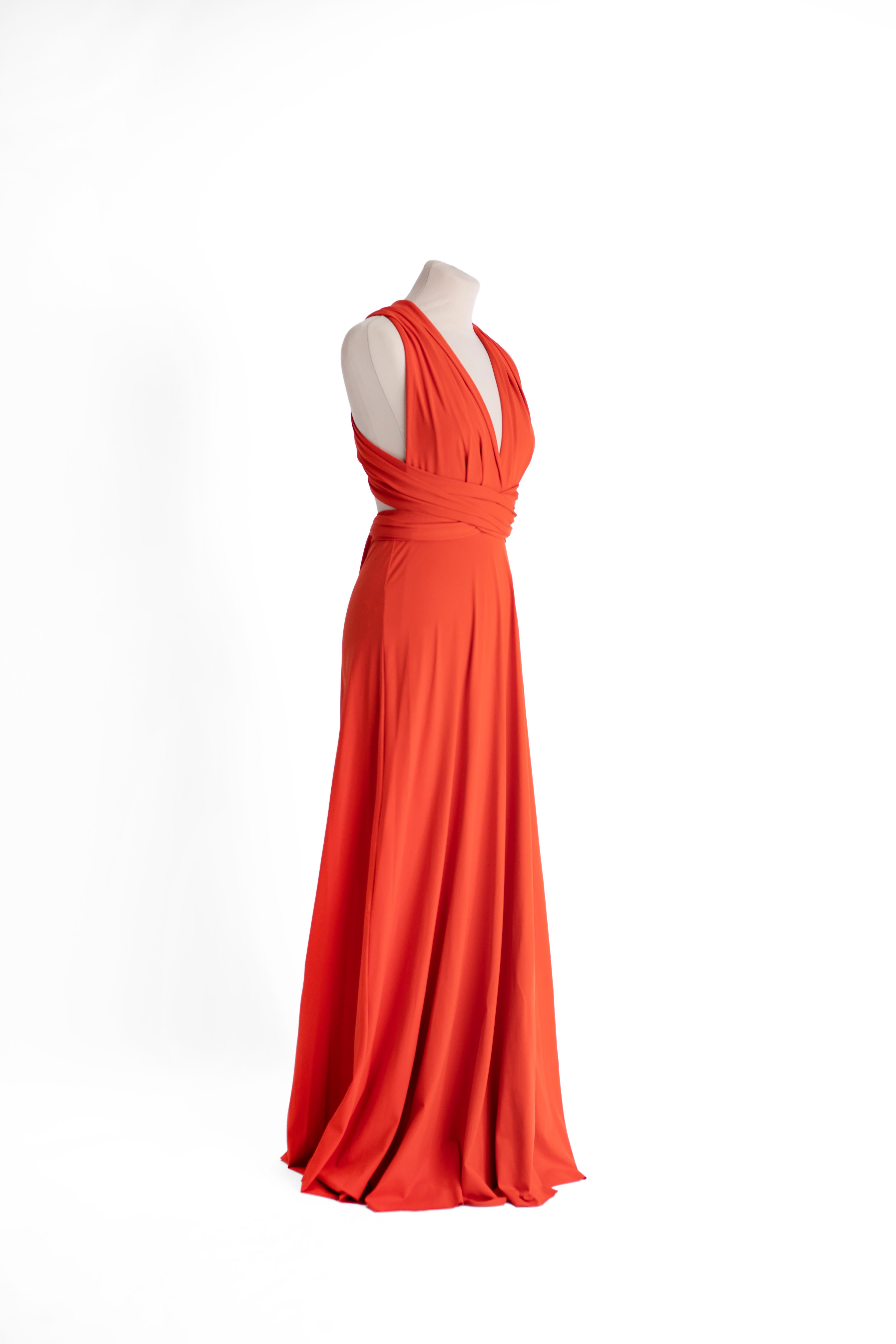 Narcisa Lang  coral orange long summer dress In New Condition In Milano, IT