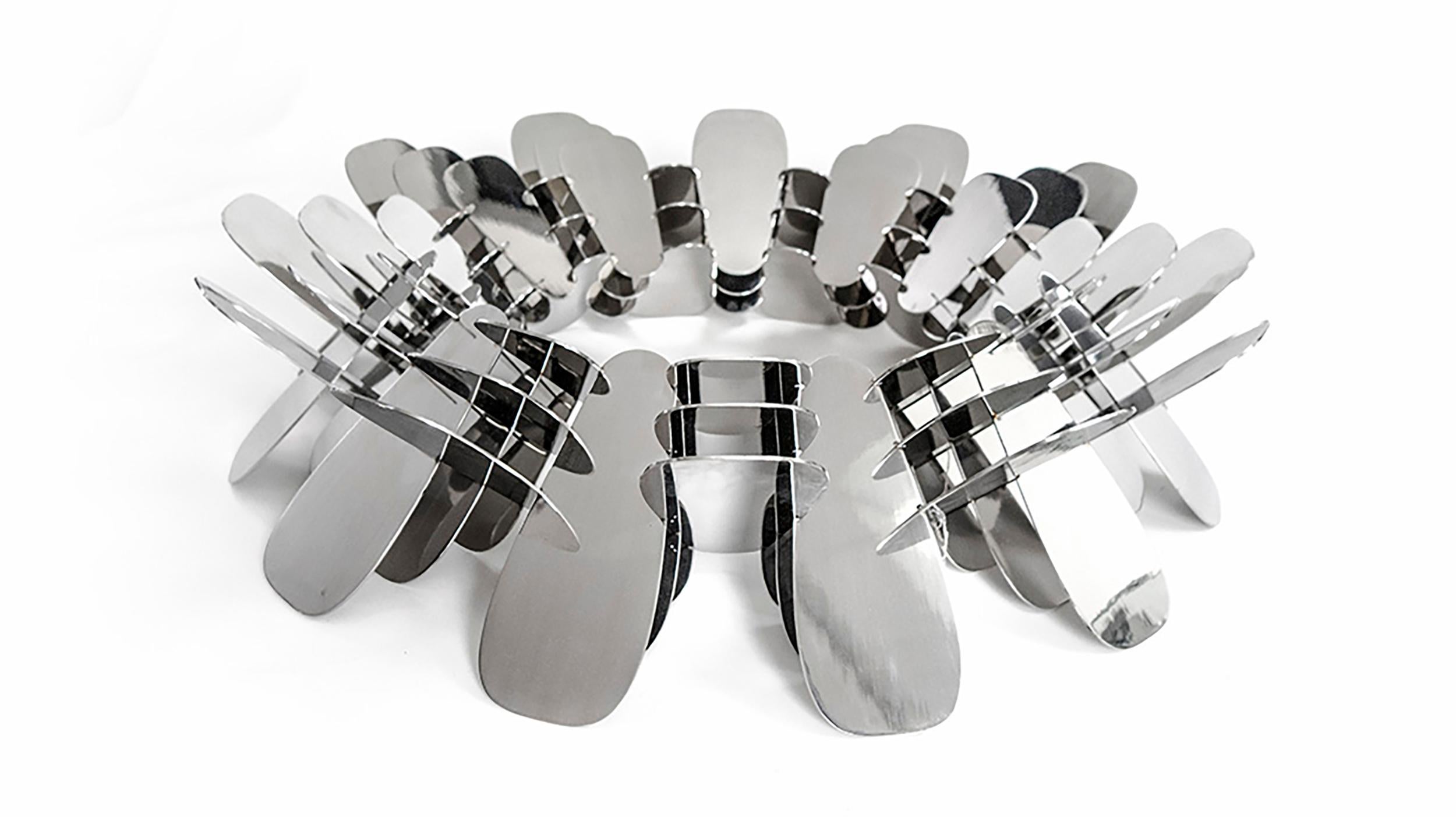 Stainless Steel Narciso, Sculptural geometric stainless steel center table by Pedro Cerisola For Sale
