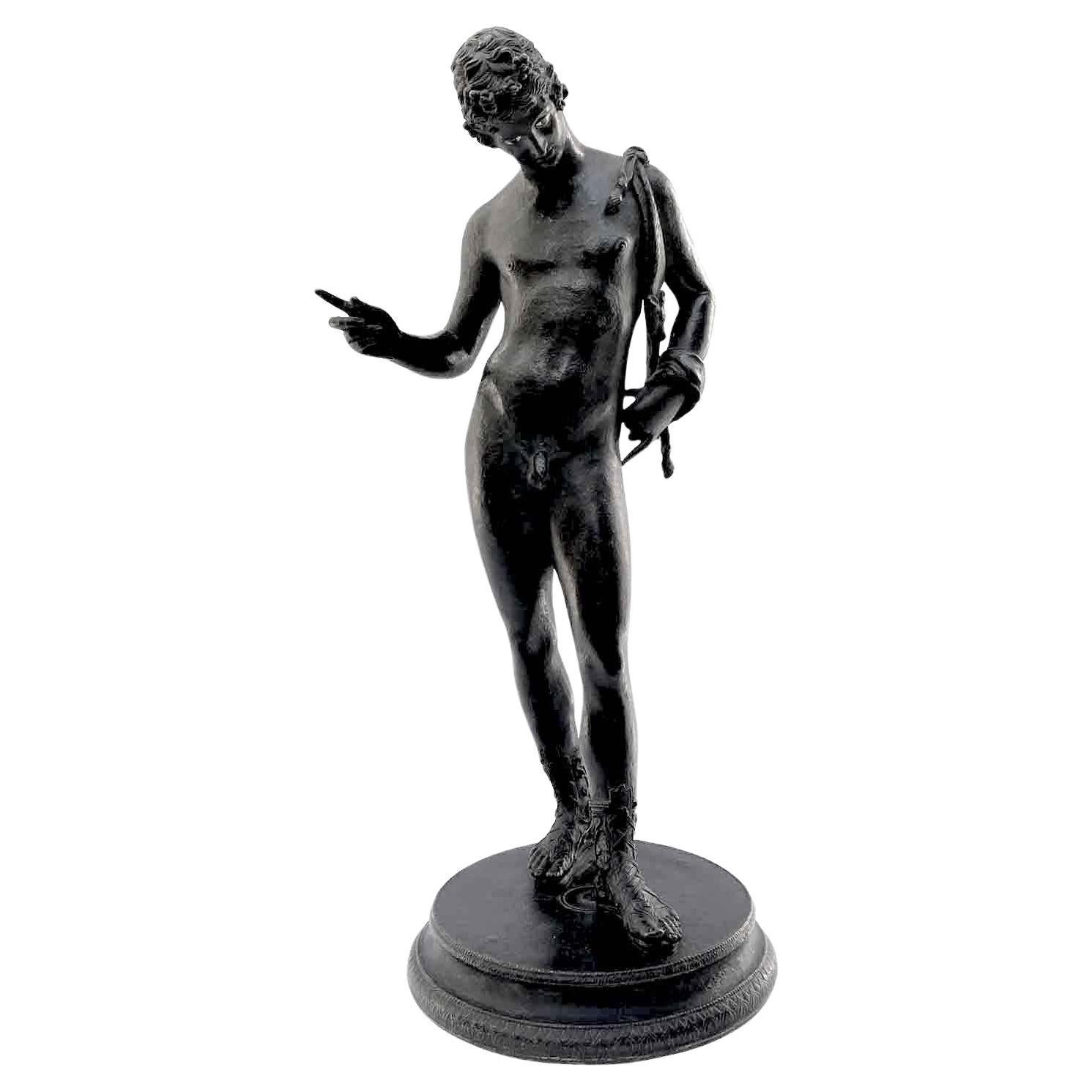 Narcissus in Bronze Italian Grand Tour Sculpture According to the Model of Pompeii For Sale