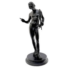 Vintage Narcissus in Bronze Italian Grand Tour Sculpture According to the Model of Pompeii
