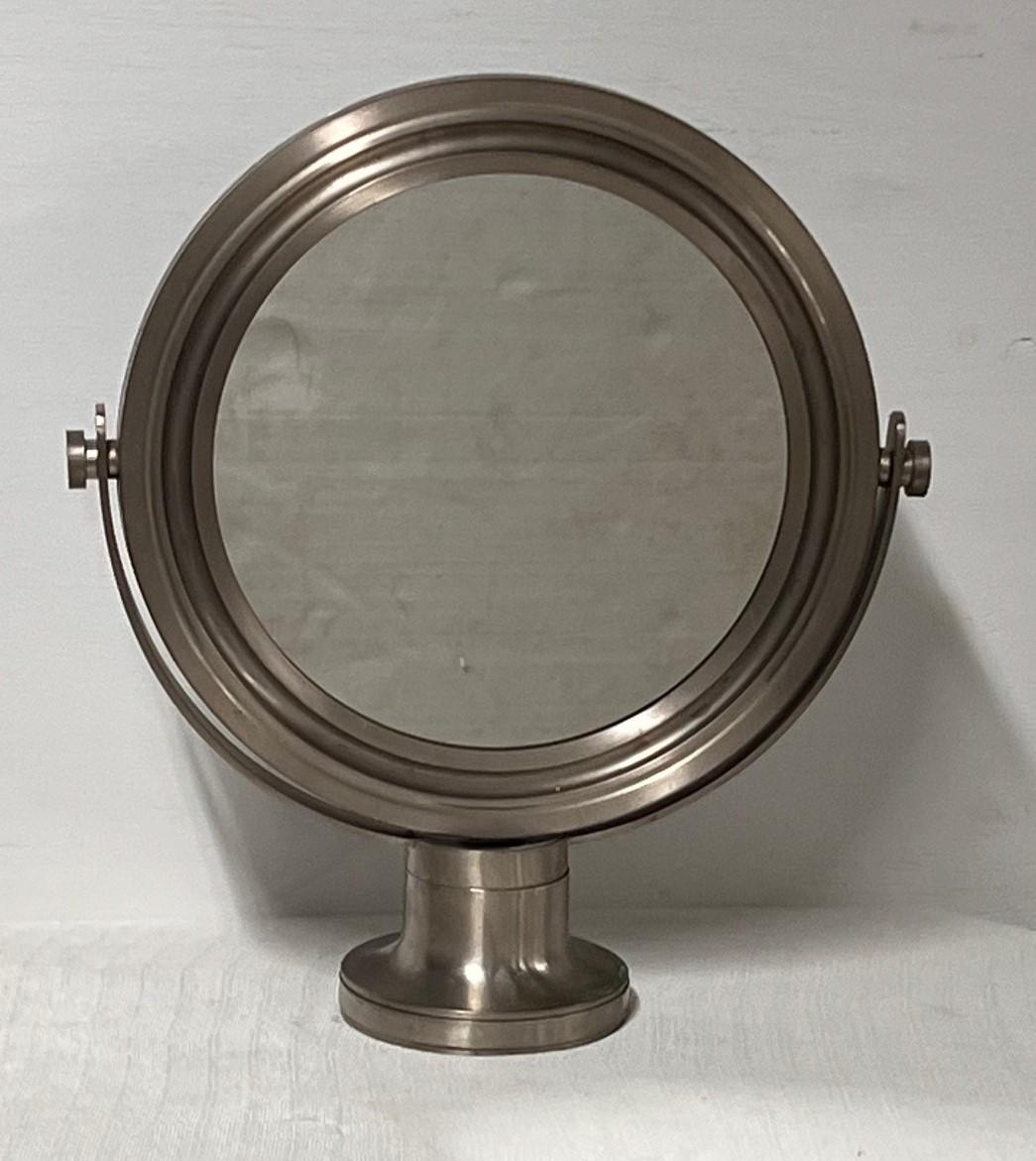 Vintage Narciso Vanity or Tabletop Mirror by Sergio Mazza for Artemide 
Brushed metal frame with adjustable swivel mirror
1960s