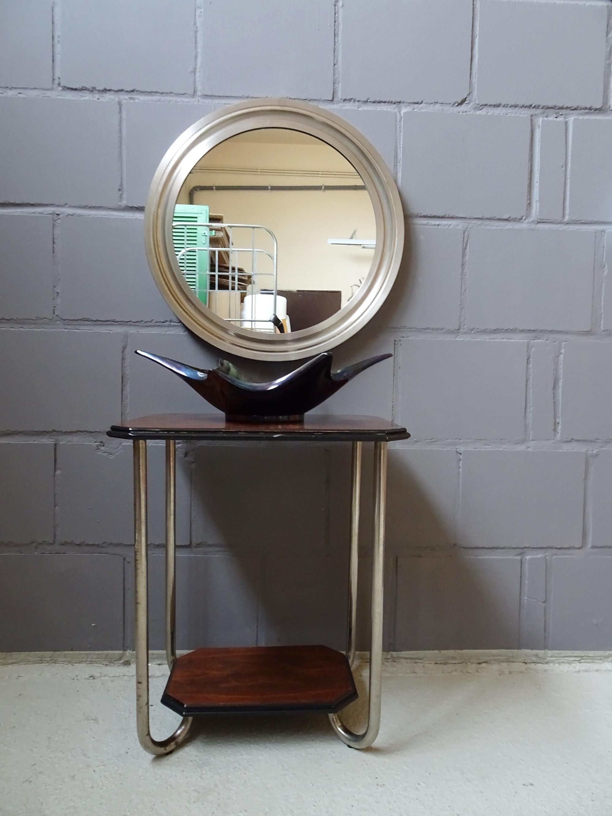 Narciso Mirror by Sergio Mazza, Round Metal Mirror, Italian Wall Mirror For Sale 3