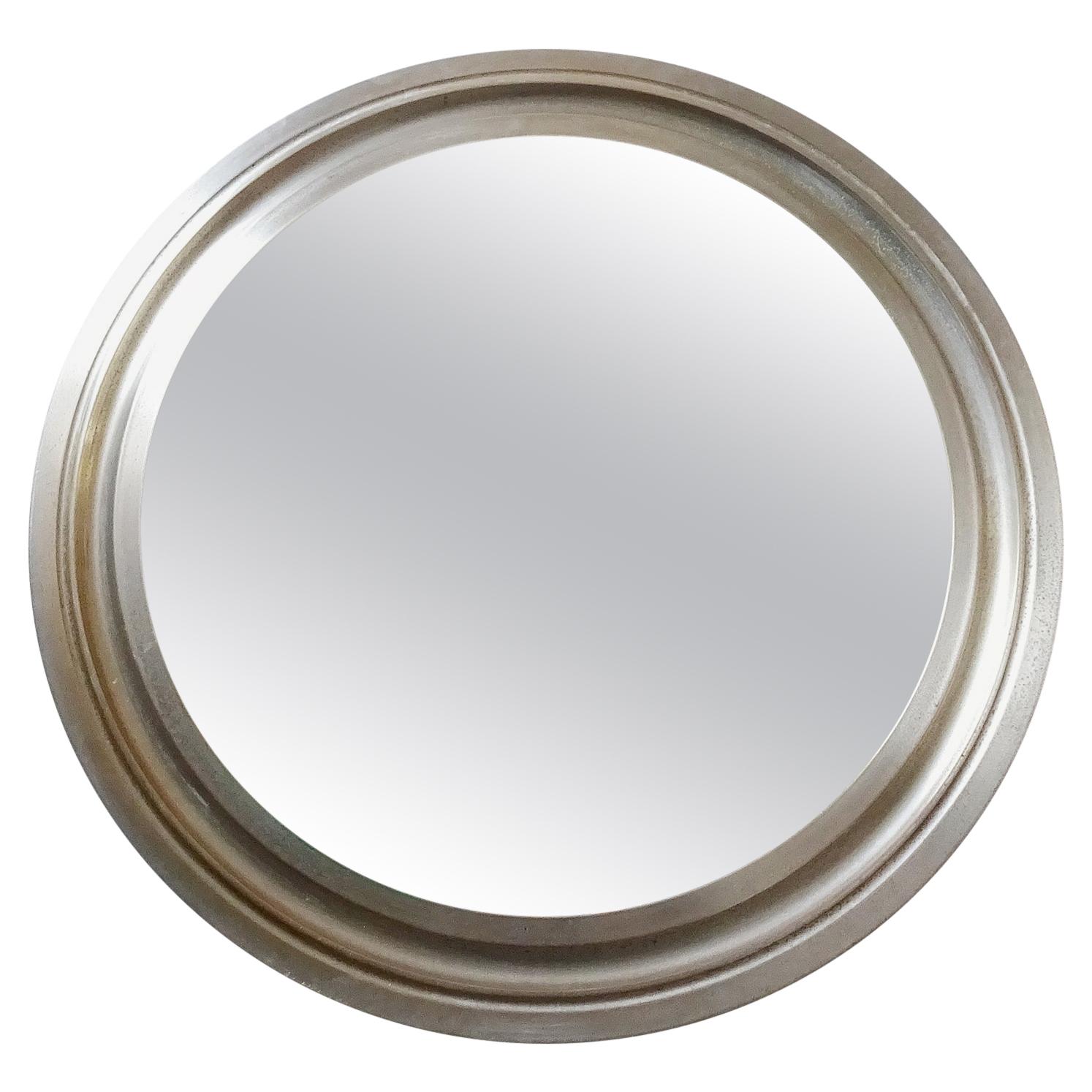 Narciso Mirror by Sergio Mazza, Round Metal Mirror, Italian Wall Mirror