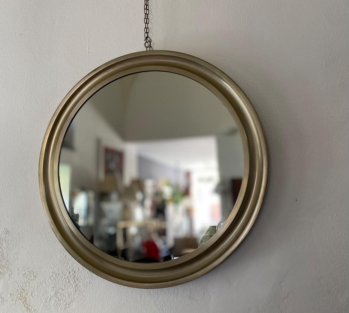 Ottone 'Narciso' nickel-brass wall mirror by Sergio Mazza for Artemide from the 1960s in vendita