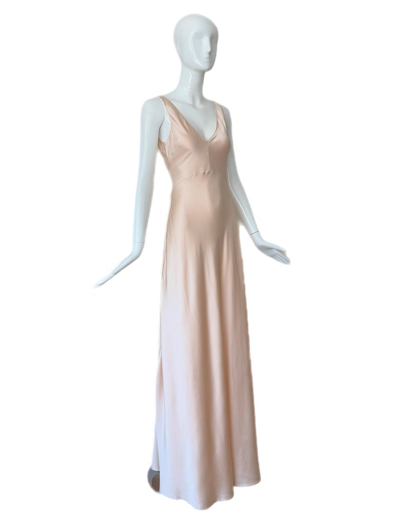 narciso rodriguez silk dress NARCISO RODRIGUEZ 2018 Silk Soft Pink/Peach Gown Maxi Dress