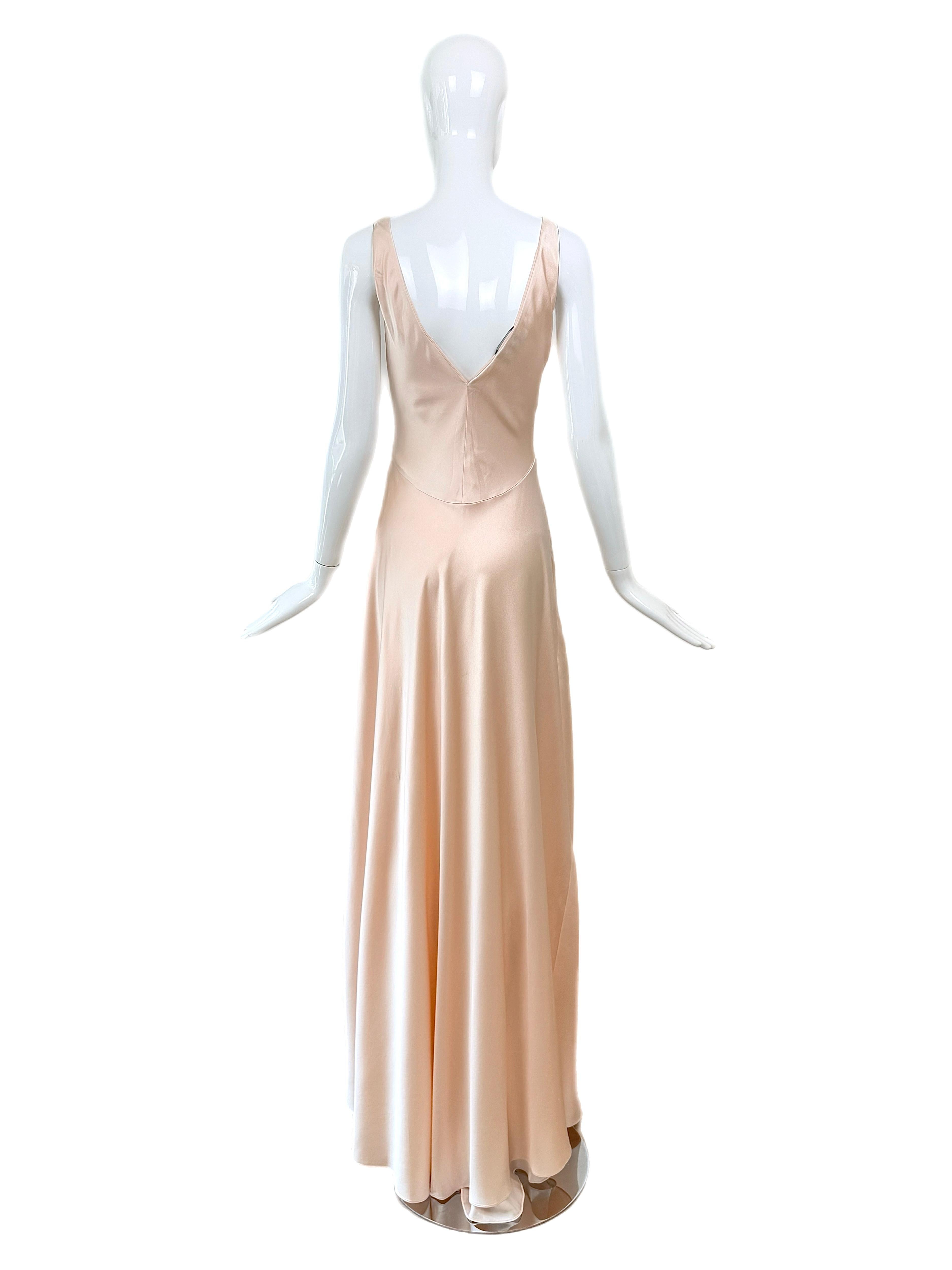 NARCISO RODRIGUEZ 2018 Seide Soft Pink/Pfirsich Kleid Maxikleid Damen im Angebot