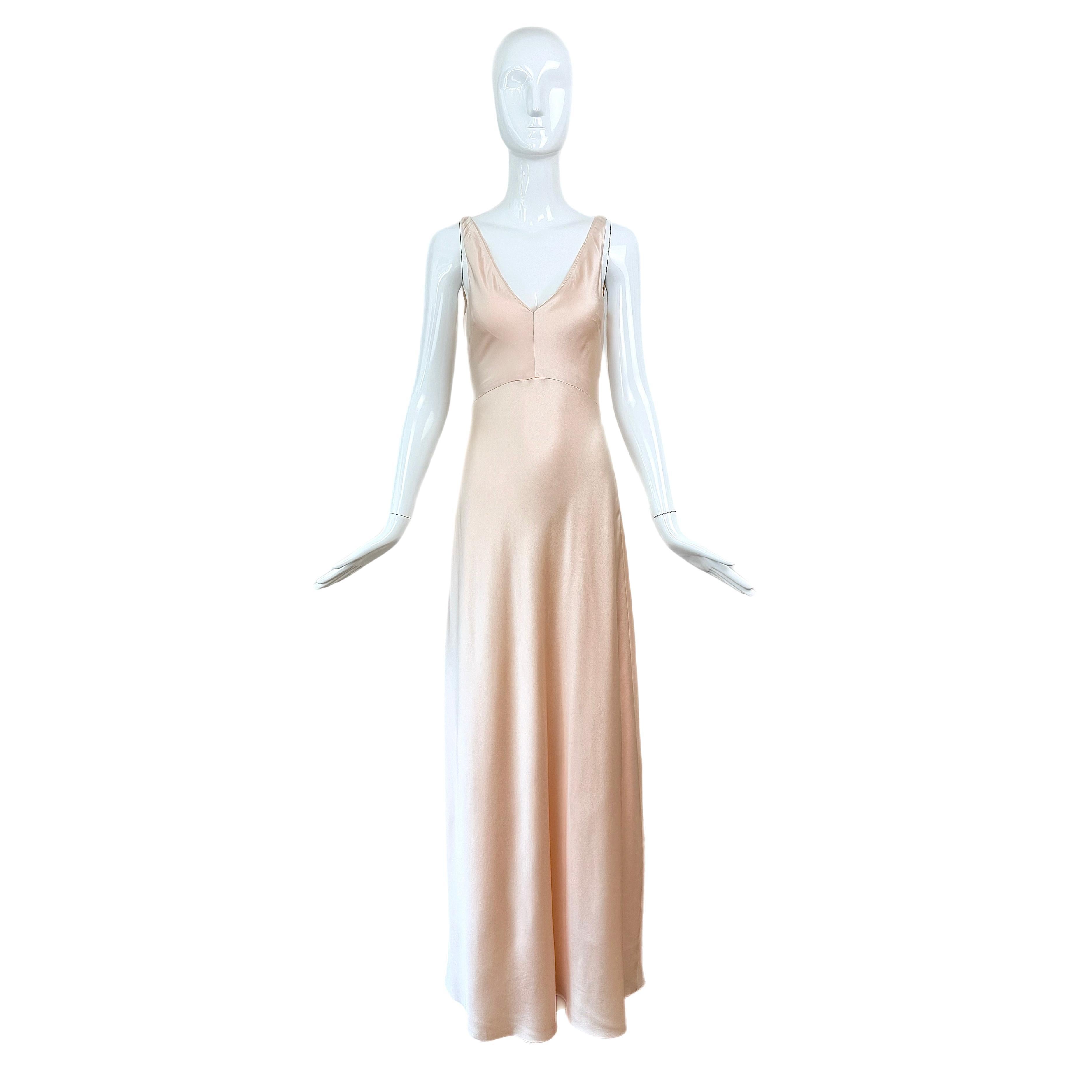 NARCISO RODRIGUEZ 2018 Seide Soft Pink/Pfirsich Kleid Maxikleid im Angebot