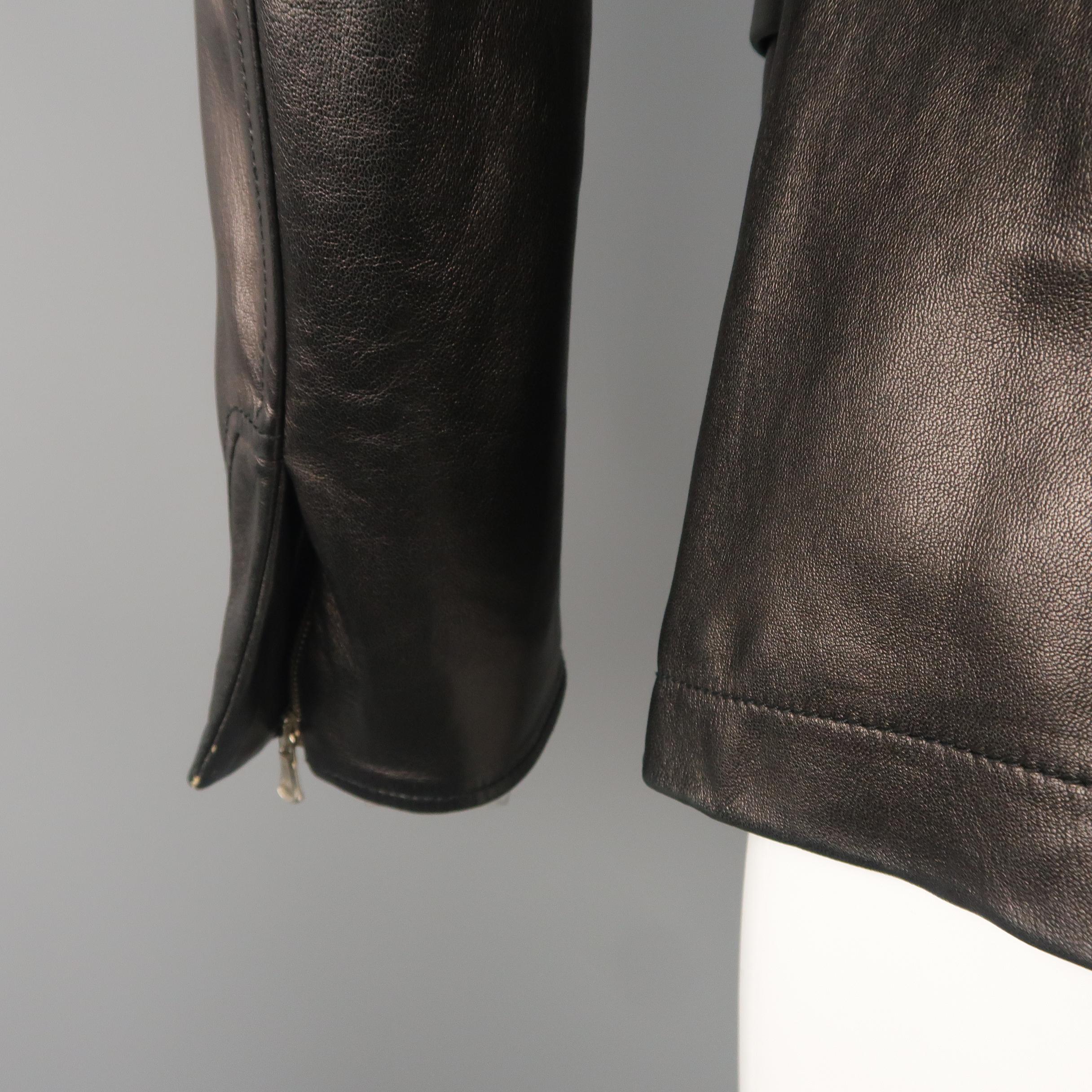 NARCISO RODRIGUEZ 38 Black Leather Snap Placket Sport Jacket 3