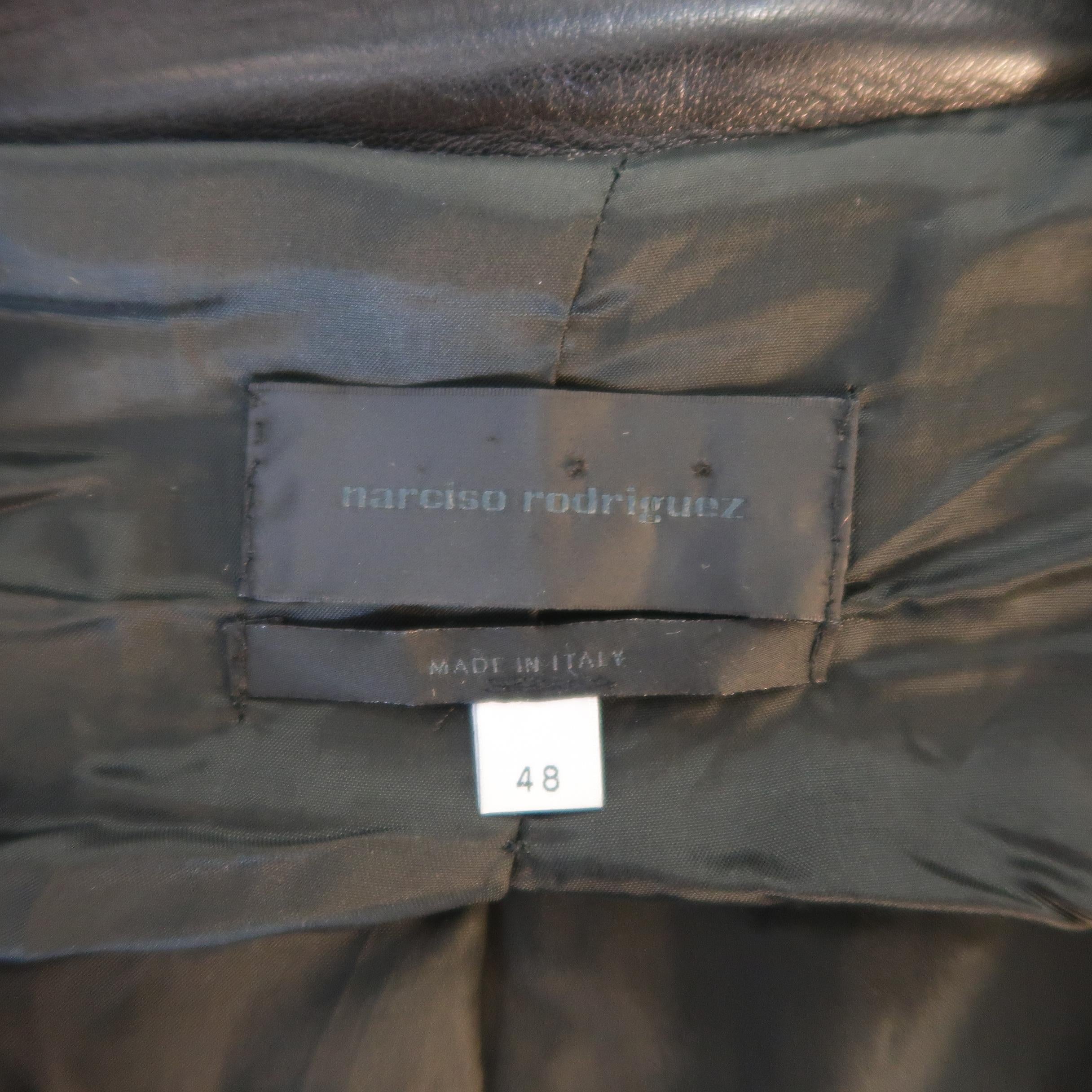 NARCISO RODRIGUEZ 38 Black Leather Snap Placket Sport Jacket 4