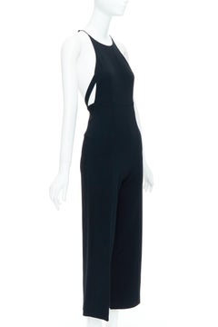 NARCISO RODRIGUEZ schwarz Seite ausgeschnitten Halfter Hals weit Jumpsuit IT38 XS