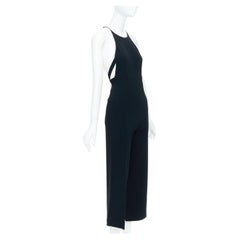 NARCISO RODRIGUEZ mono ancho con escote halter y corte lateral negro IT38 XS