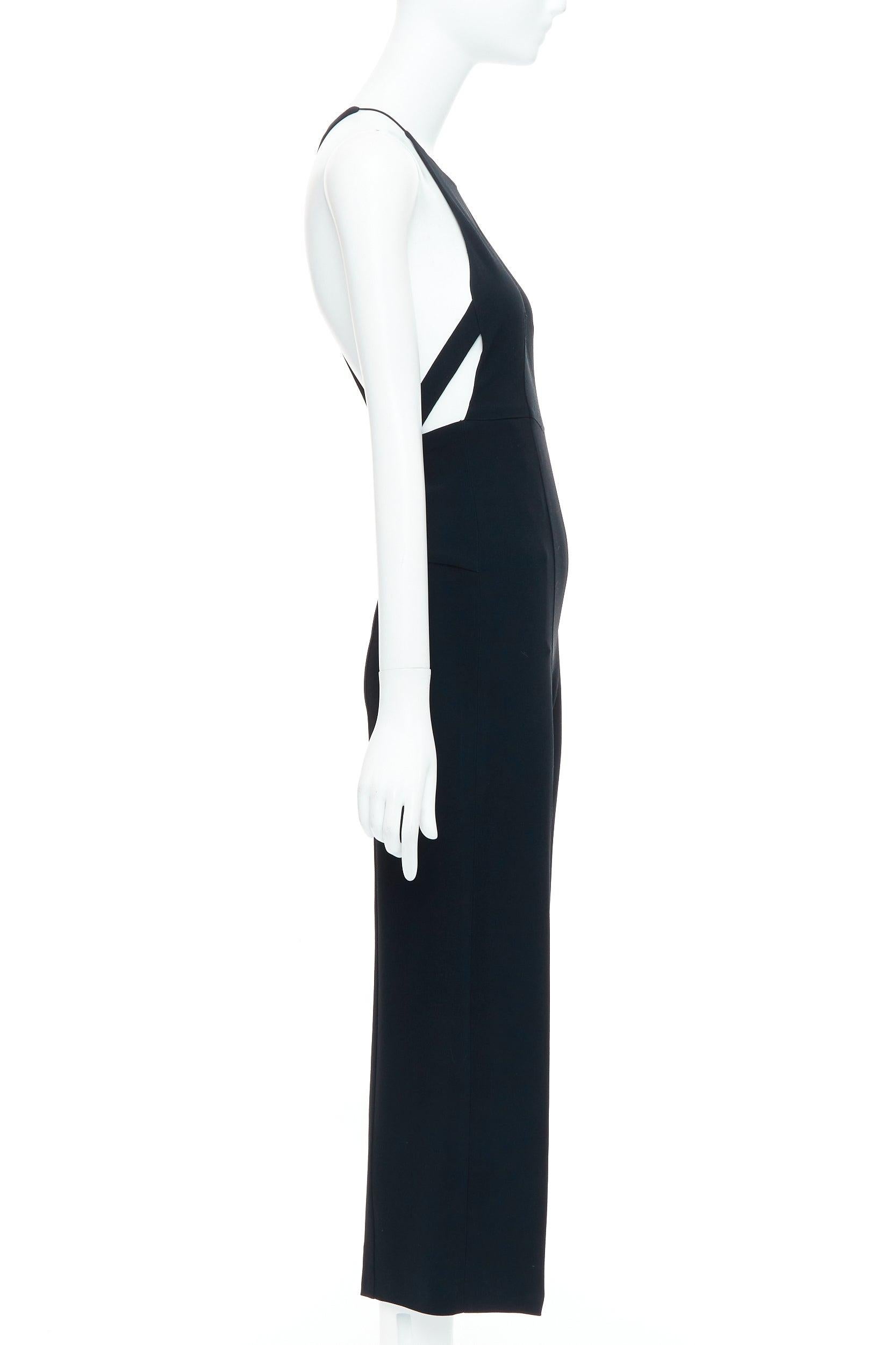 NARCISO RODRIGUEZ black side cut out halter neck wide jumpsuit IT38 XS In Good Condition For Sale In Hong Kong, NT