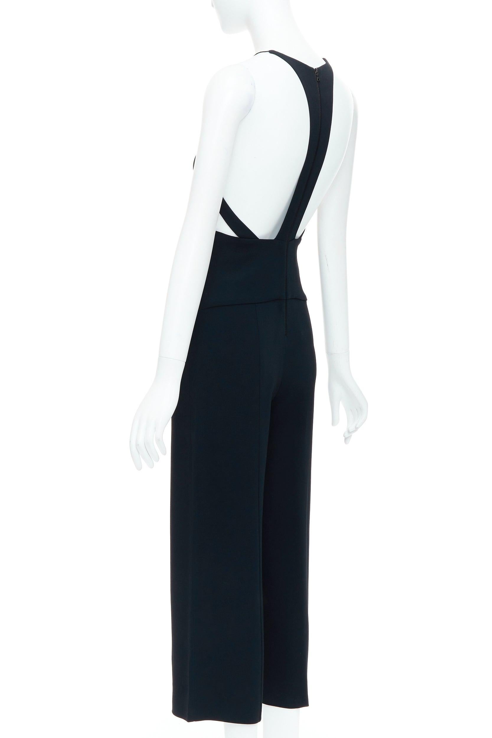 Women's NARCISO RODRIGUEZ black side cut out halter neck wide jumpsuit IT38 XS For Sale
