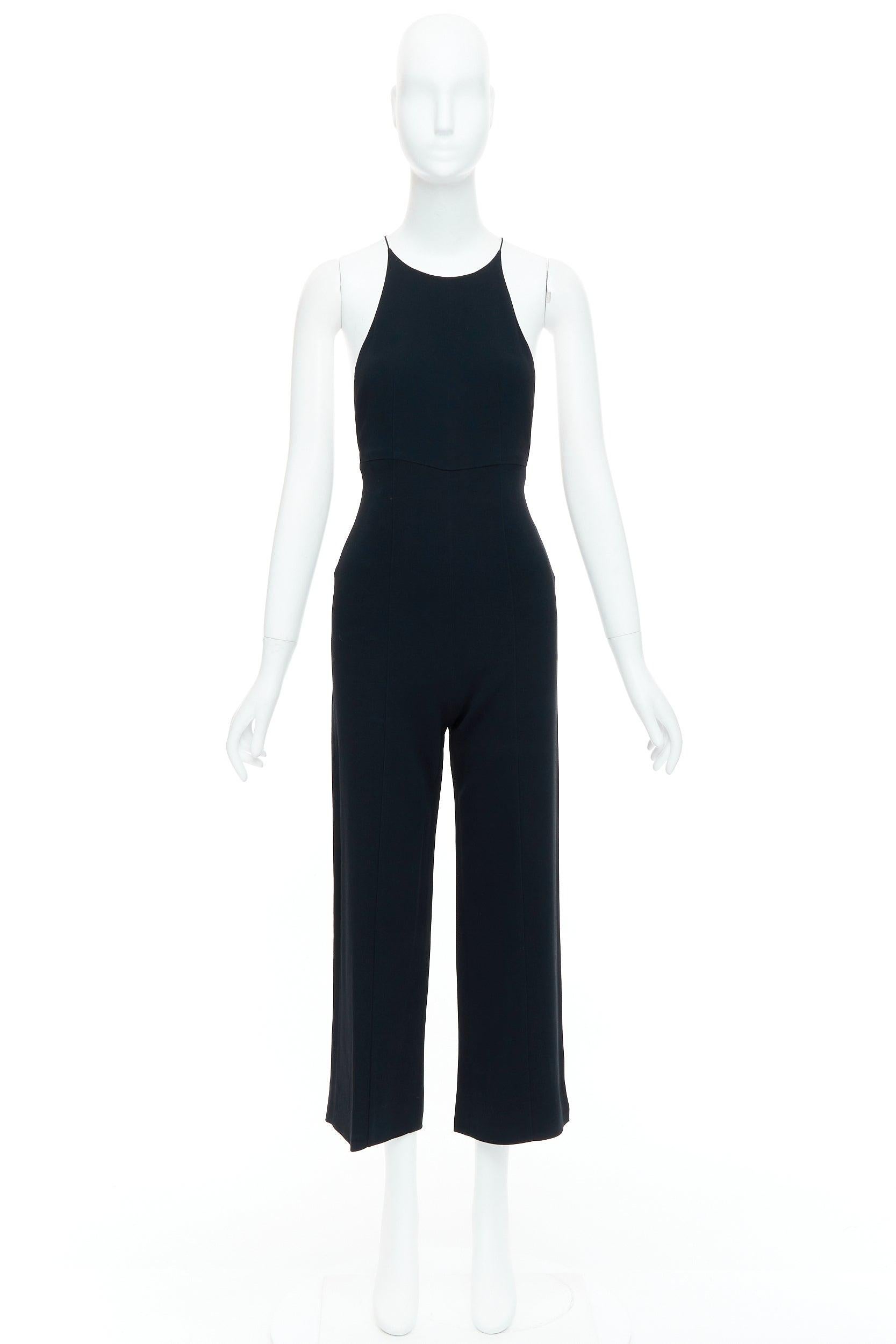 NARCISO RODRIGUEZ black side cut out halter neck wide jumpsuit IT38 XS For Sale 4